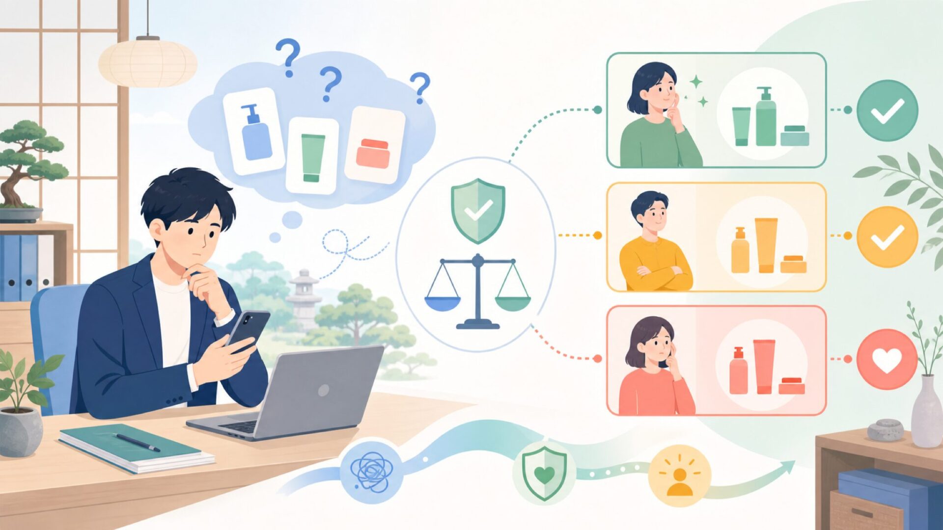 Mikoを選ぶ判断基準:向いている人・慎重に比較したい人を表すイラスト