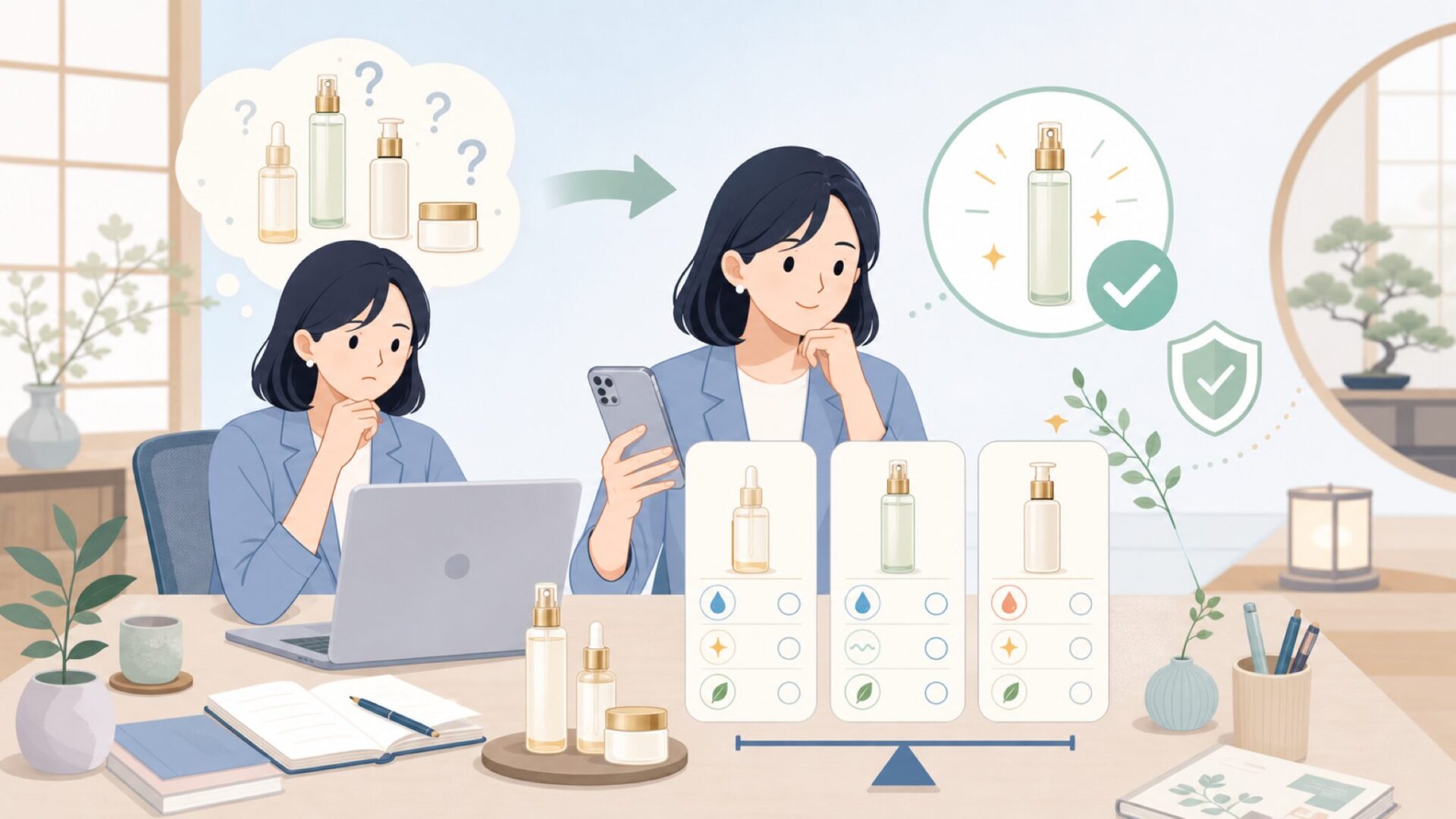 d'Albaの代表アイテムとその特徴を表すイラスト