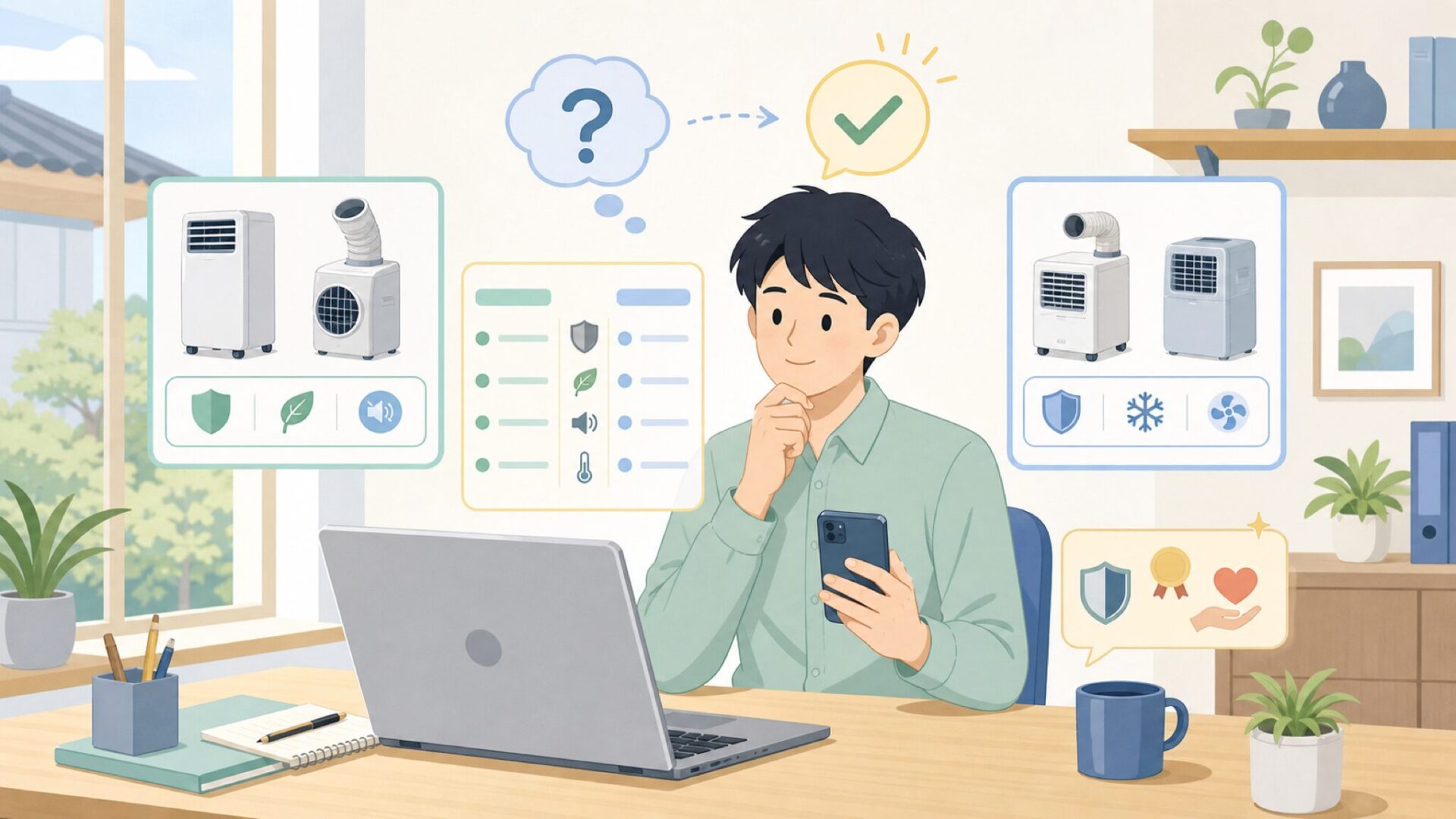 日本製・有名メーカー品と比較するときの注意点を表すイラスト