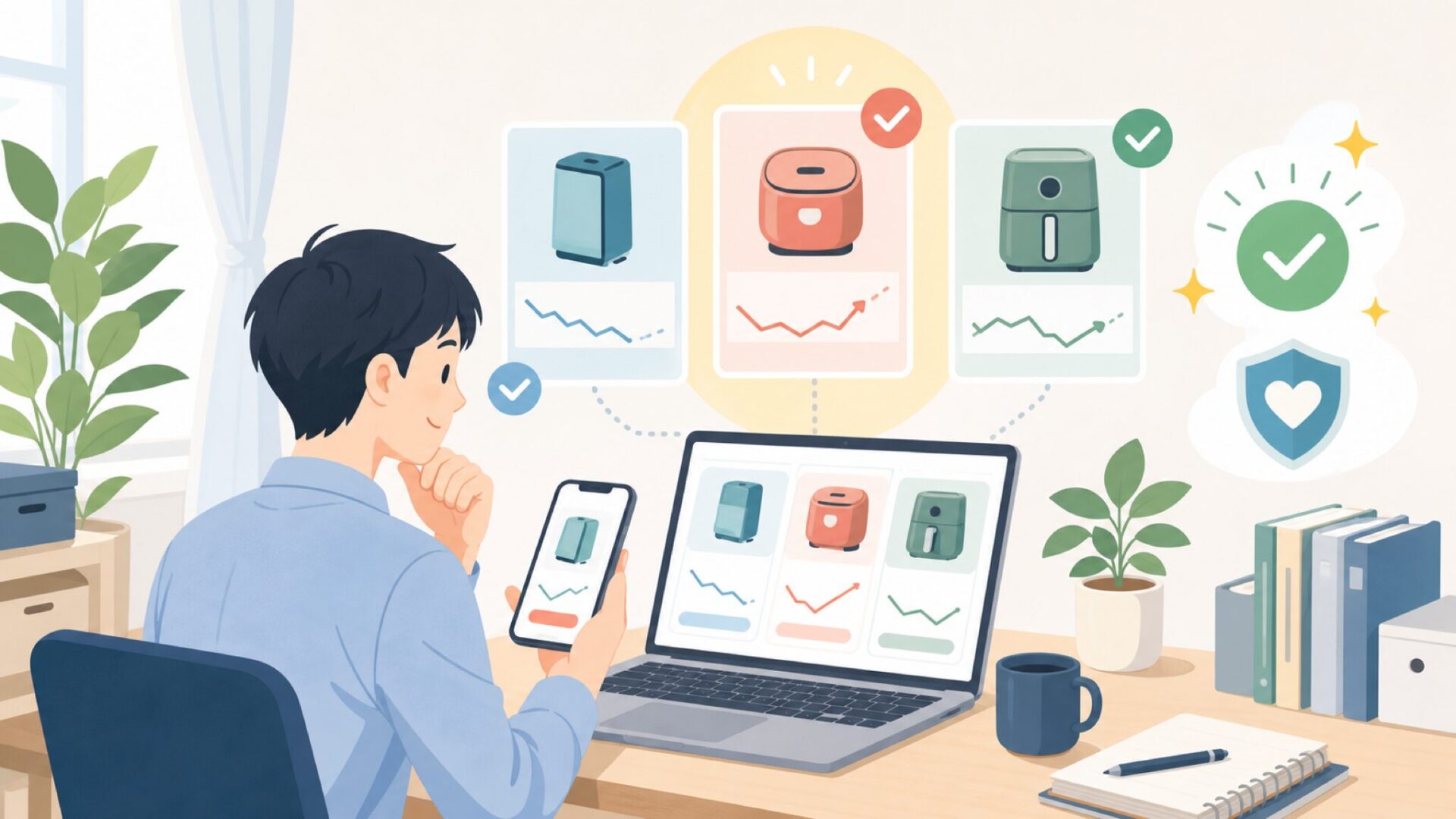 価格推移から考える「今」買うタイミングを表すイラスト