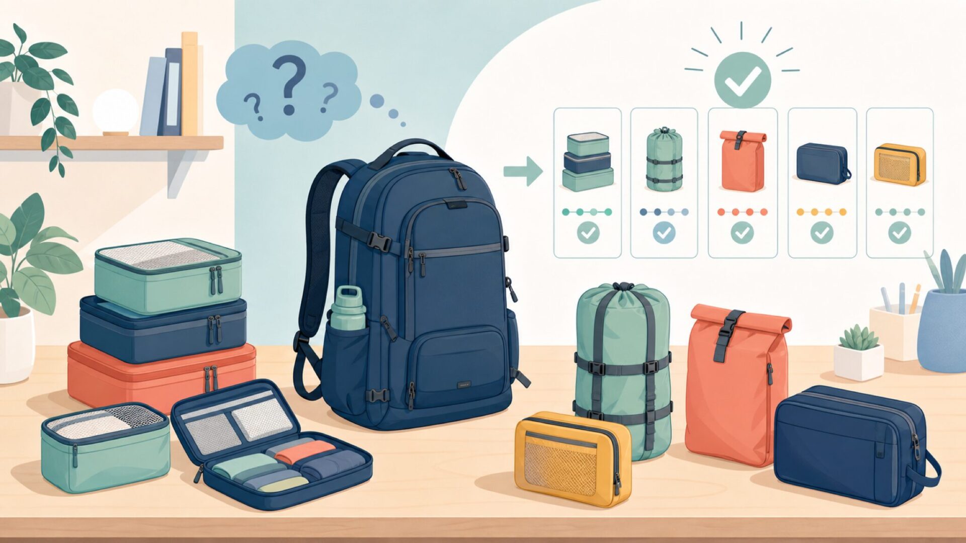BAGAIL以外の旅行用圧縮バッグ・圧縮袋の選択肢を表すイラスト