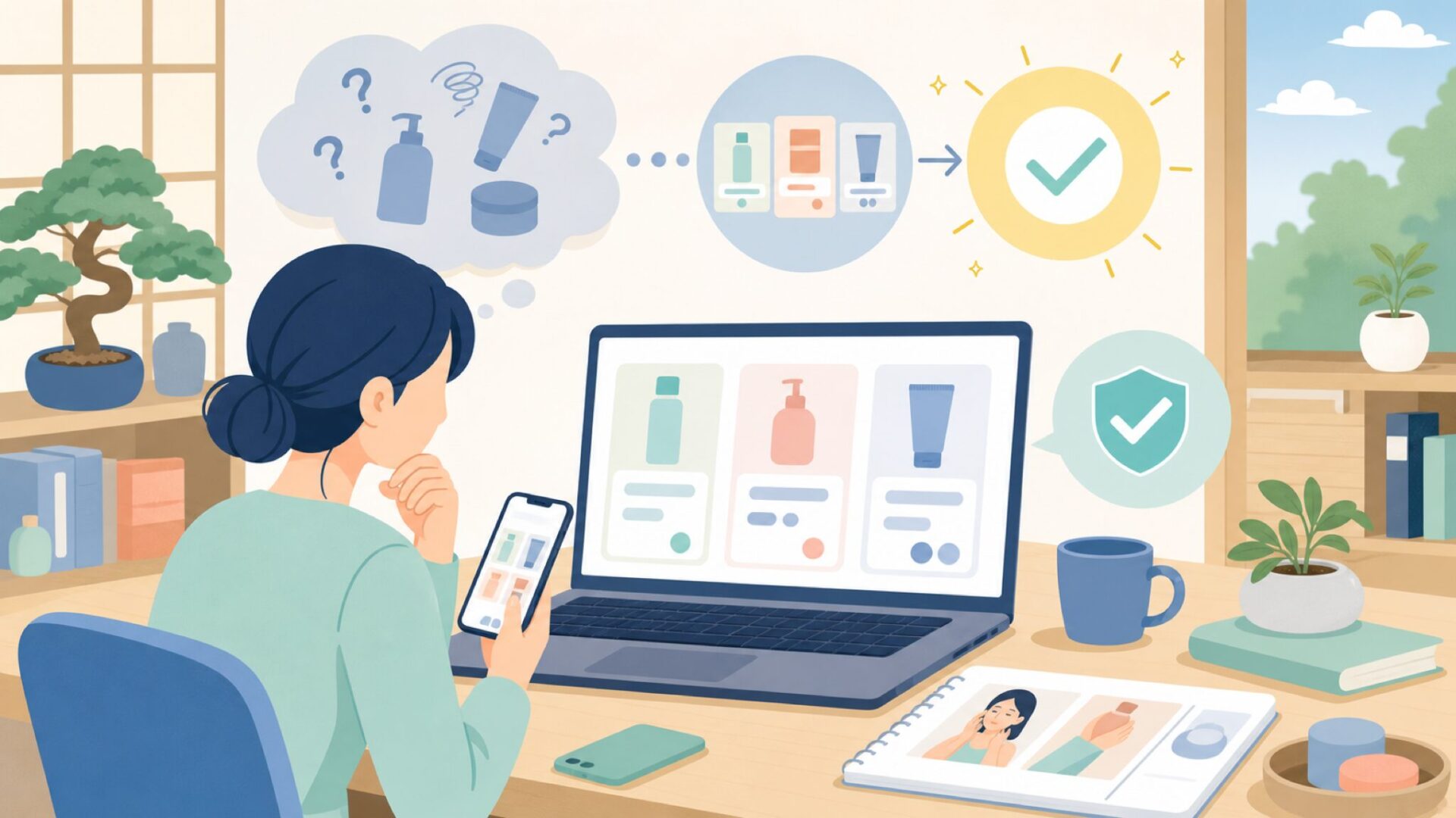 商品の基本情報と使い方を表すイラスト