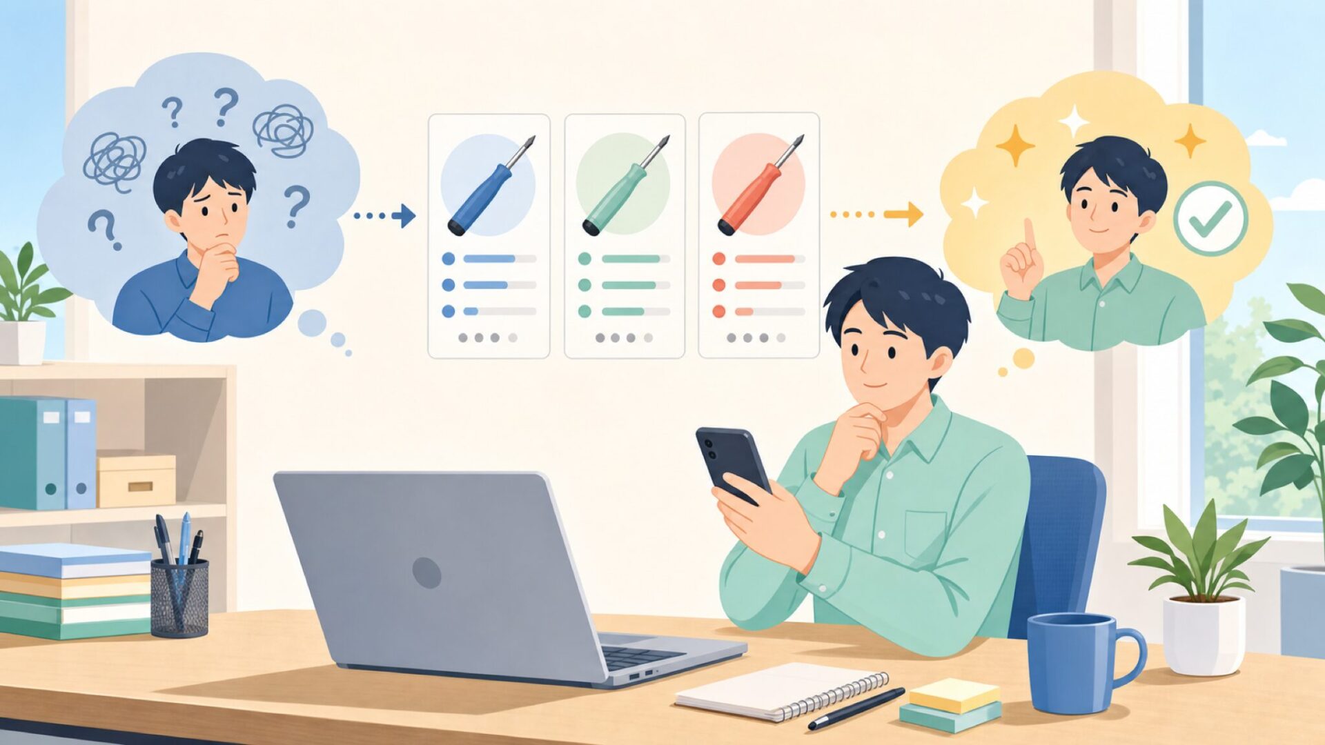 精密ドライバー選びで後悔しないための最終チェックを表すイラスト