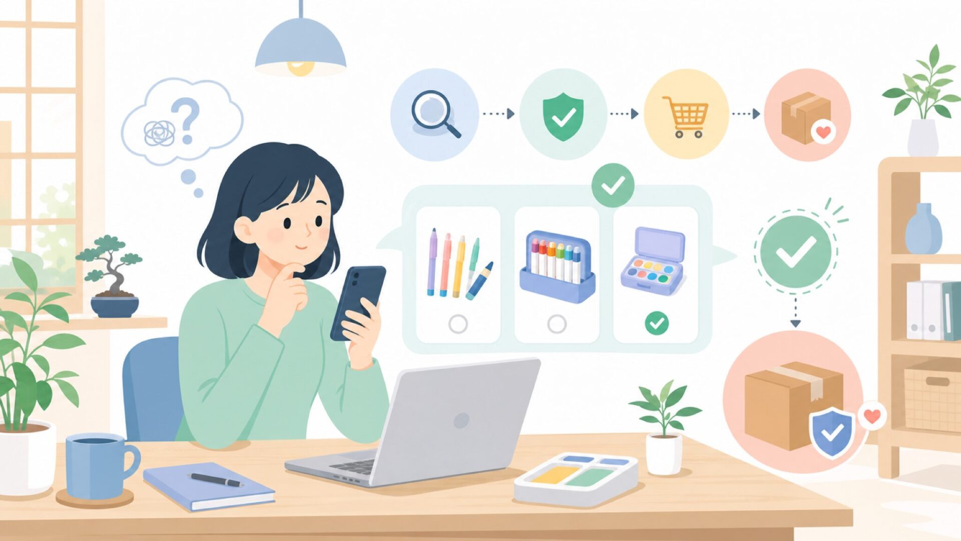 日本でOOLYを購入する方法を表すイラスト