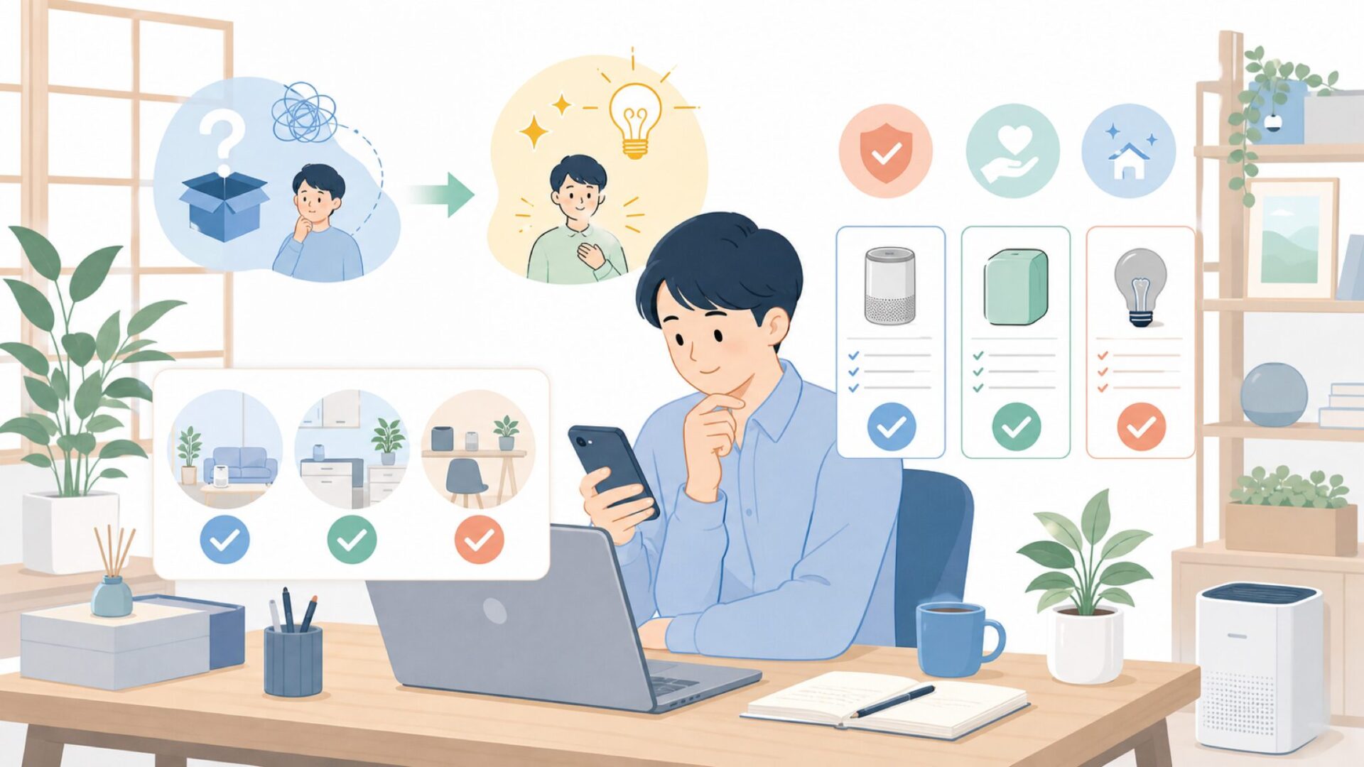 導入前に知っておきたい注意点と使いこなしのコツを表すイラスト