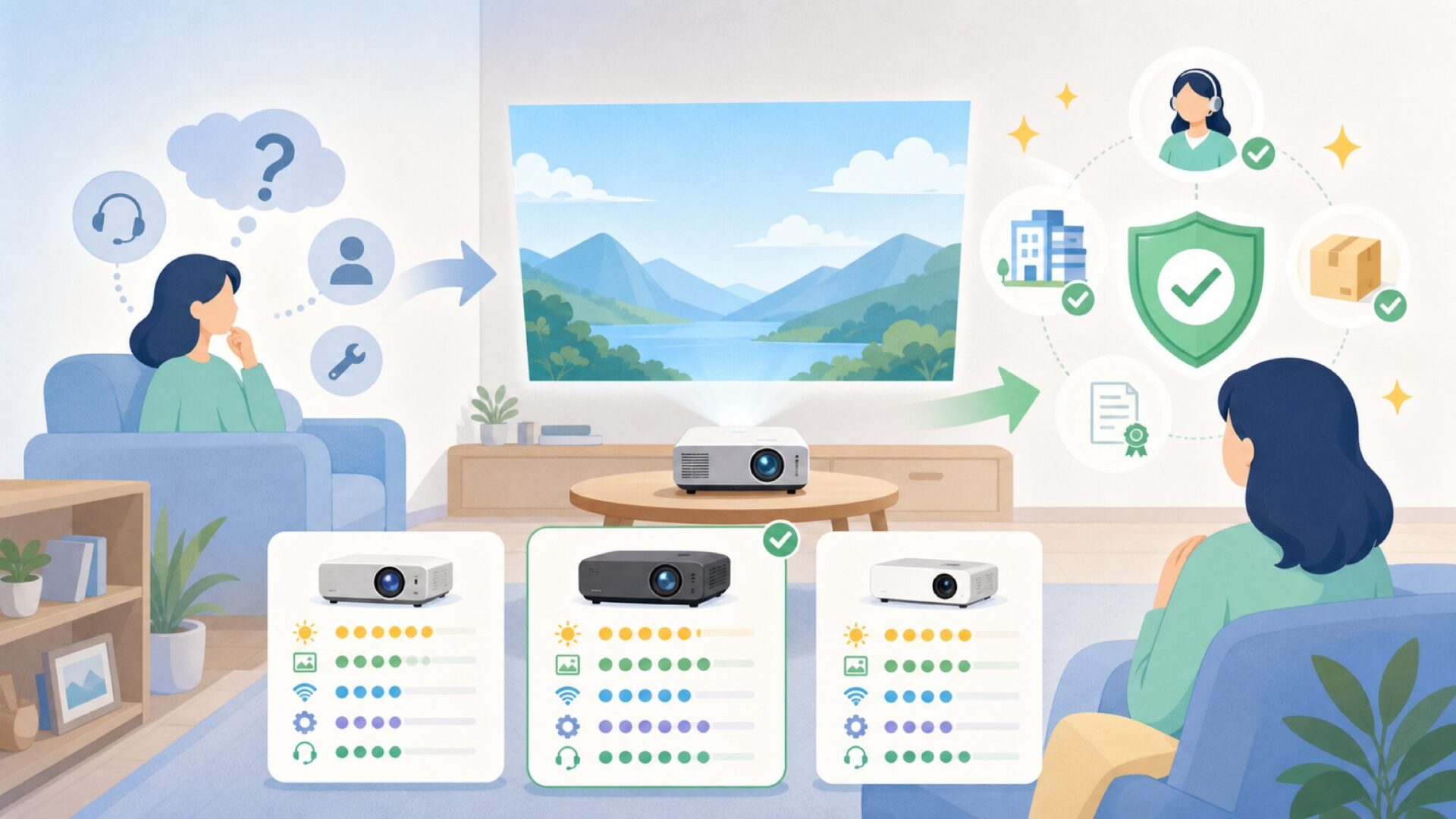 ブランドの信頼性を見極める情報源を表すイラスト