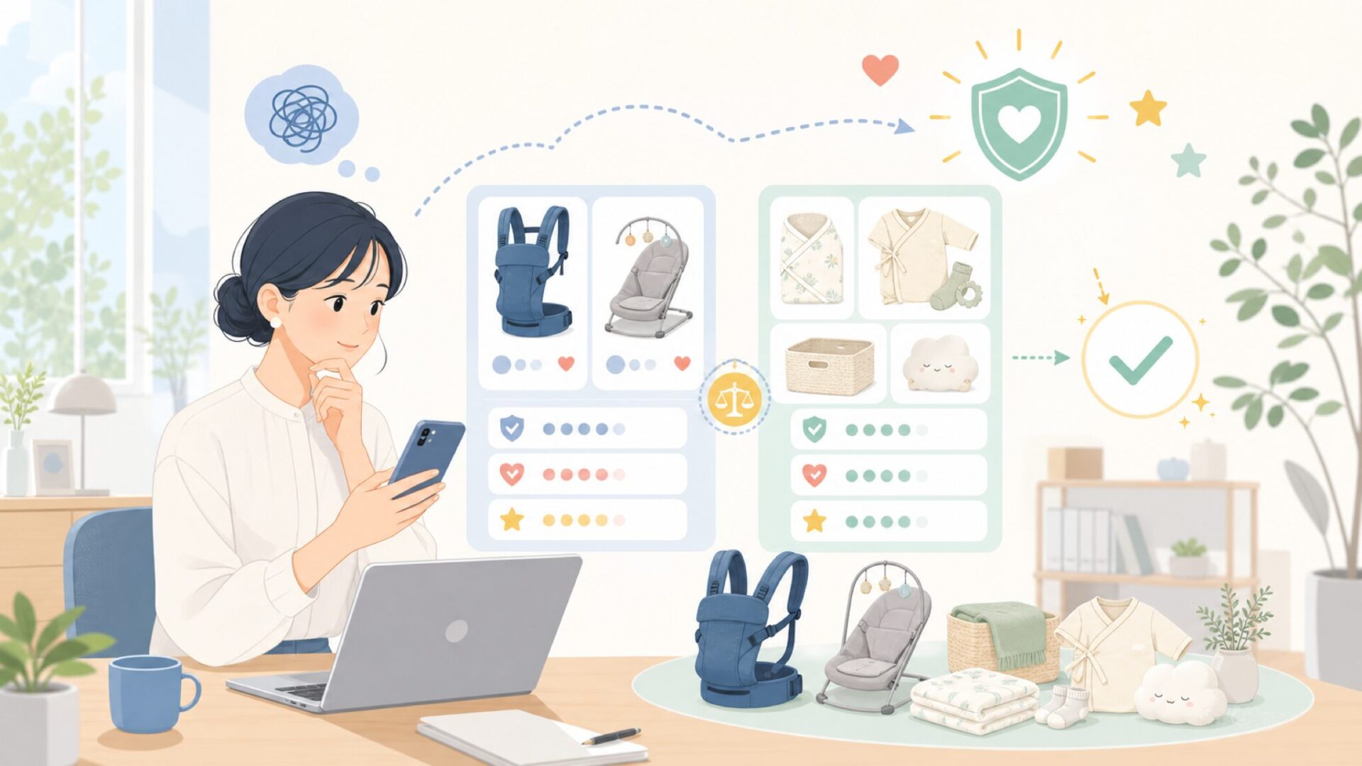 他の人気ベビーブランドとの違いを表すイラスト