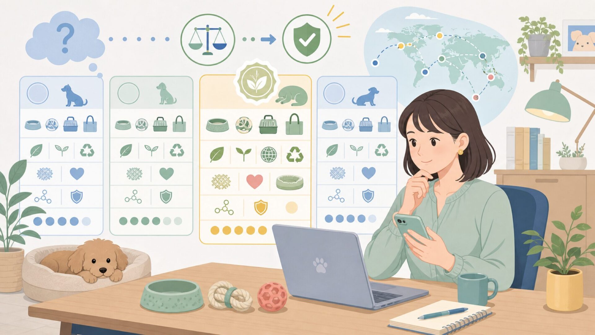 国内外の代替ブランドとの比較で見えるBeco Petsの立ち位置を表すイラスト