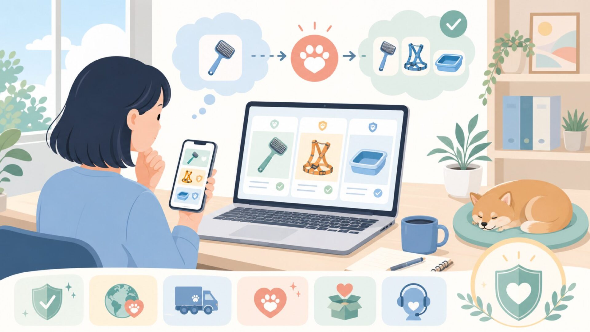 PetSafe以外にも知っておきたい海外ペット用品ブランドを表すイラスト
