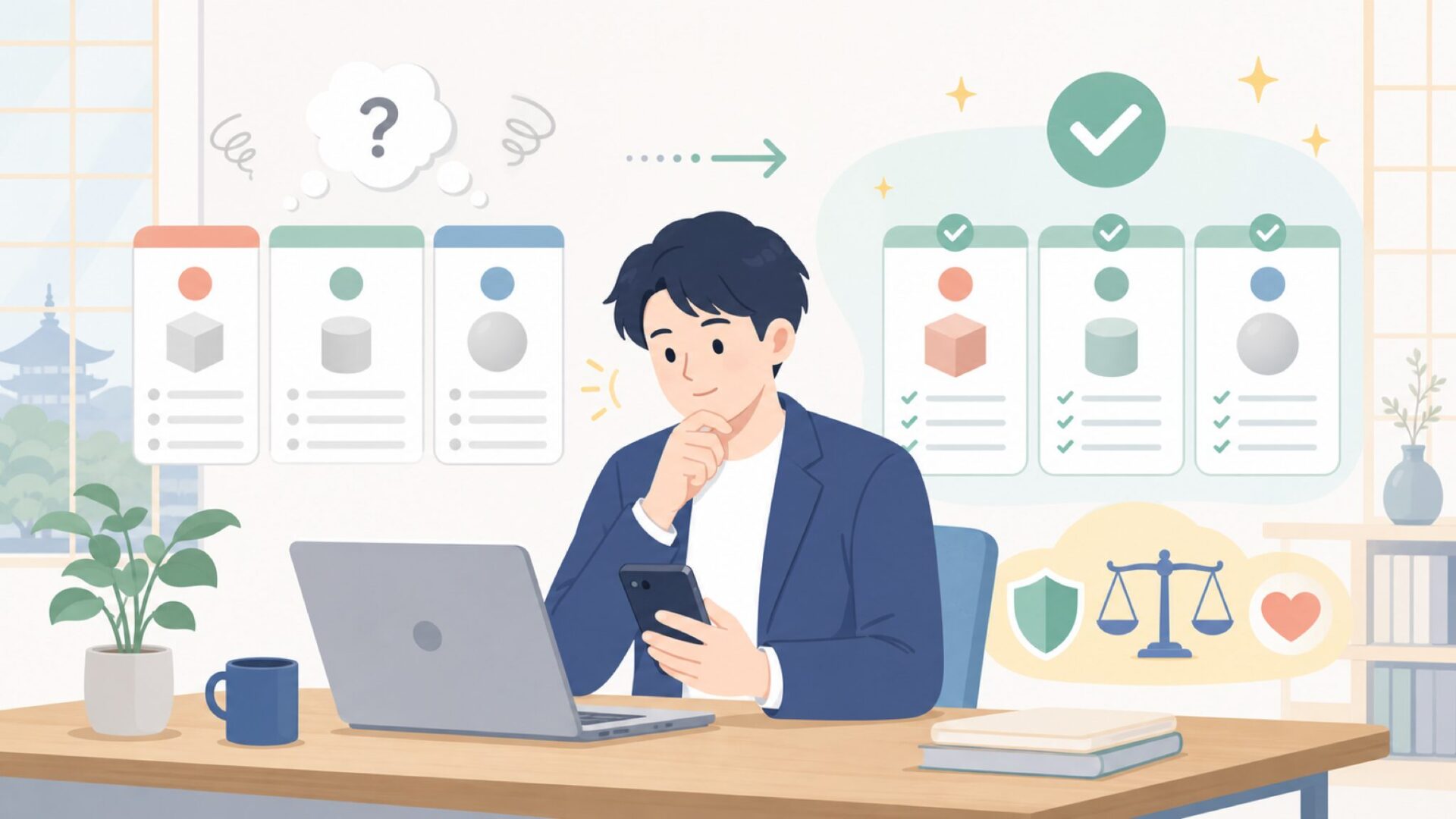 Wollを候補に入れる前に確認したい選び方のポイントを表すイラスト
