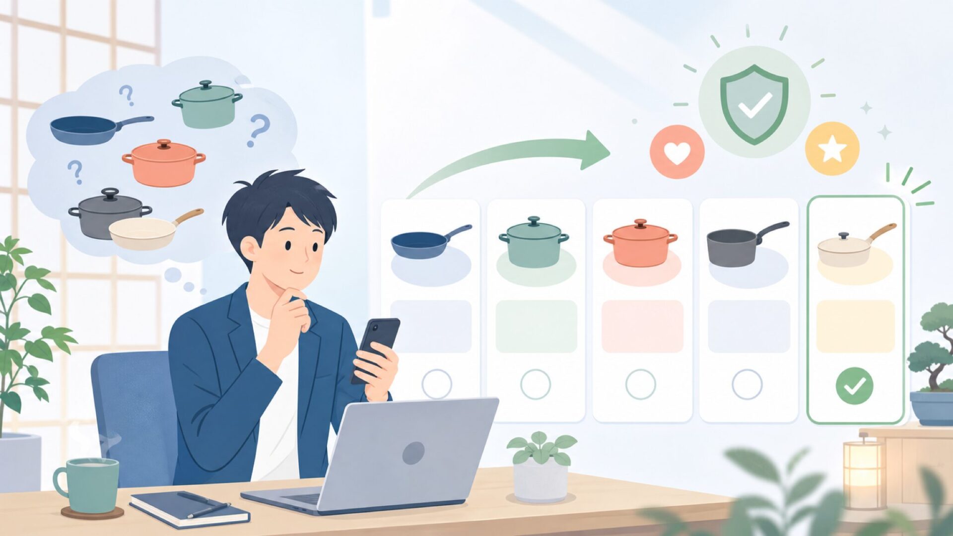 Woll以外もチェックしたい海外発の人気調理器具ブランド5選を表すイラスト