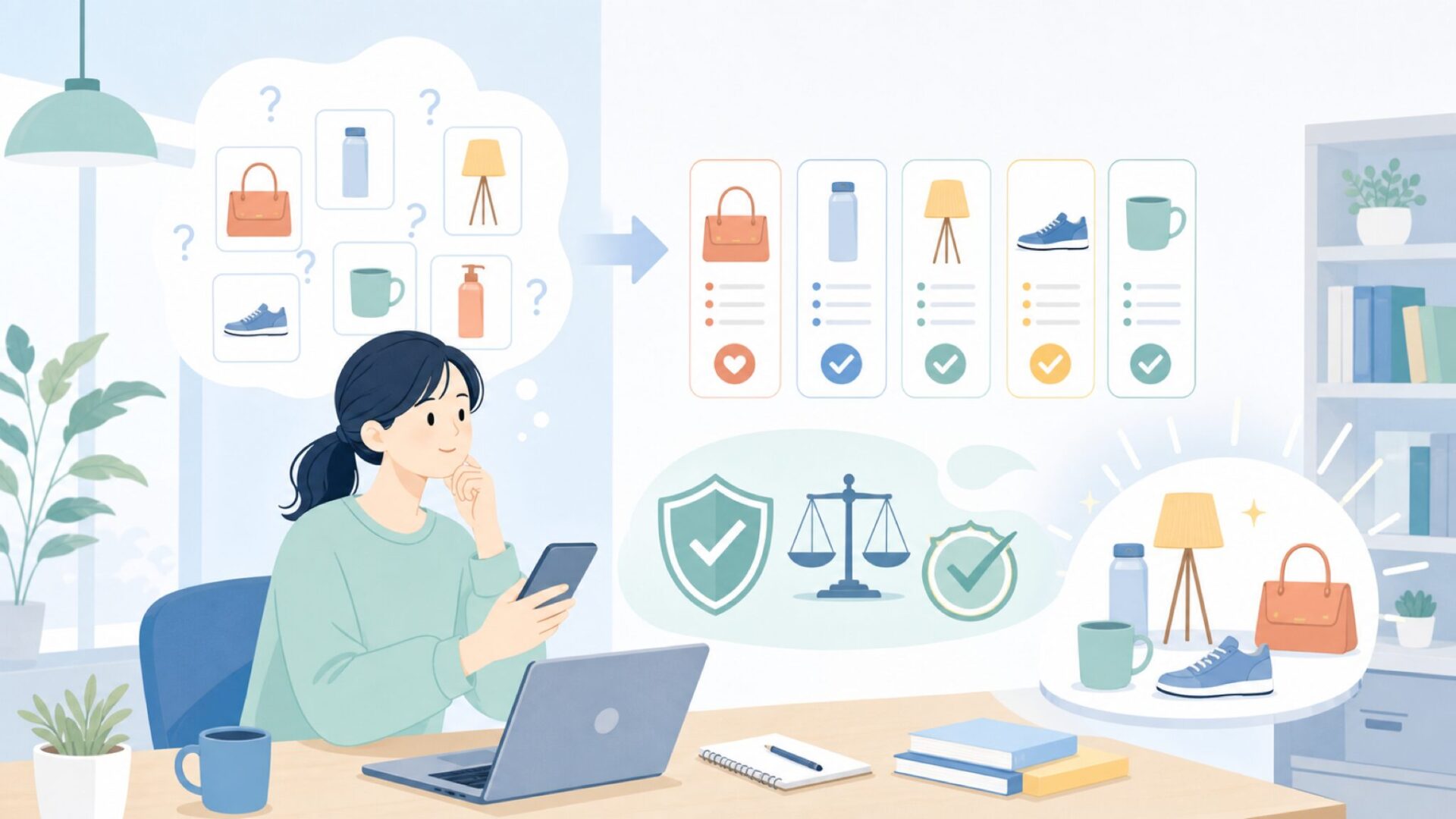 最近売れている・定番人気アイテムの傾向を表すイラスト