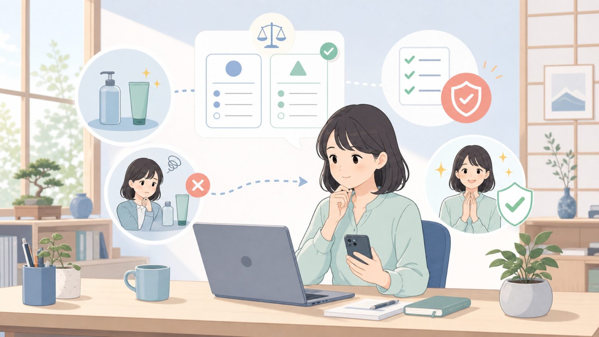 初めて使うときに知っておきたい基本ガイドを表すイラスト