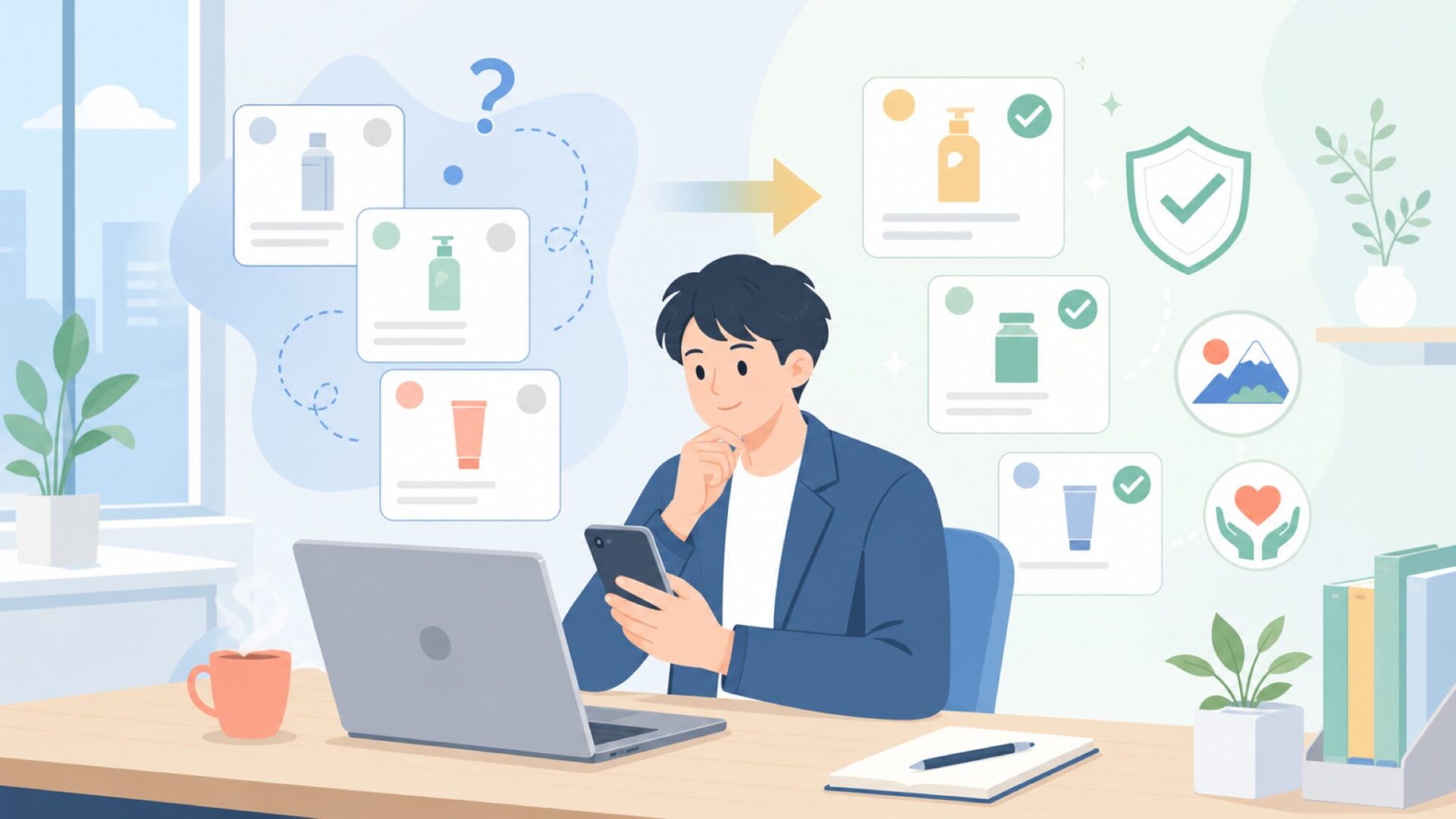 日本製を含む代替ブランドとの比較を表すイラスト