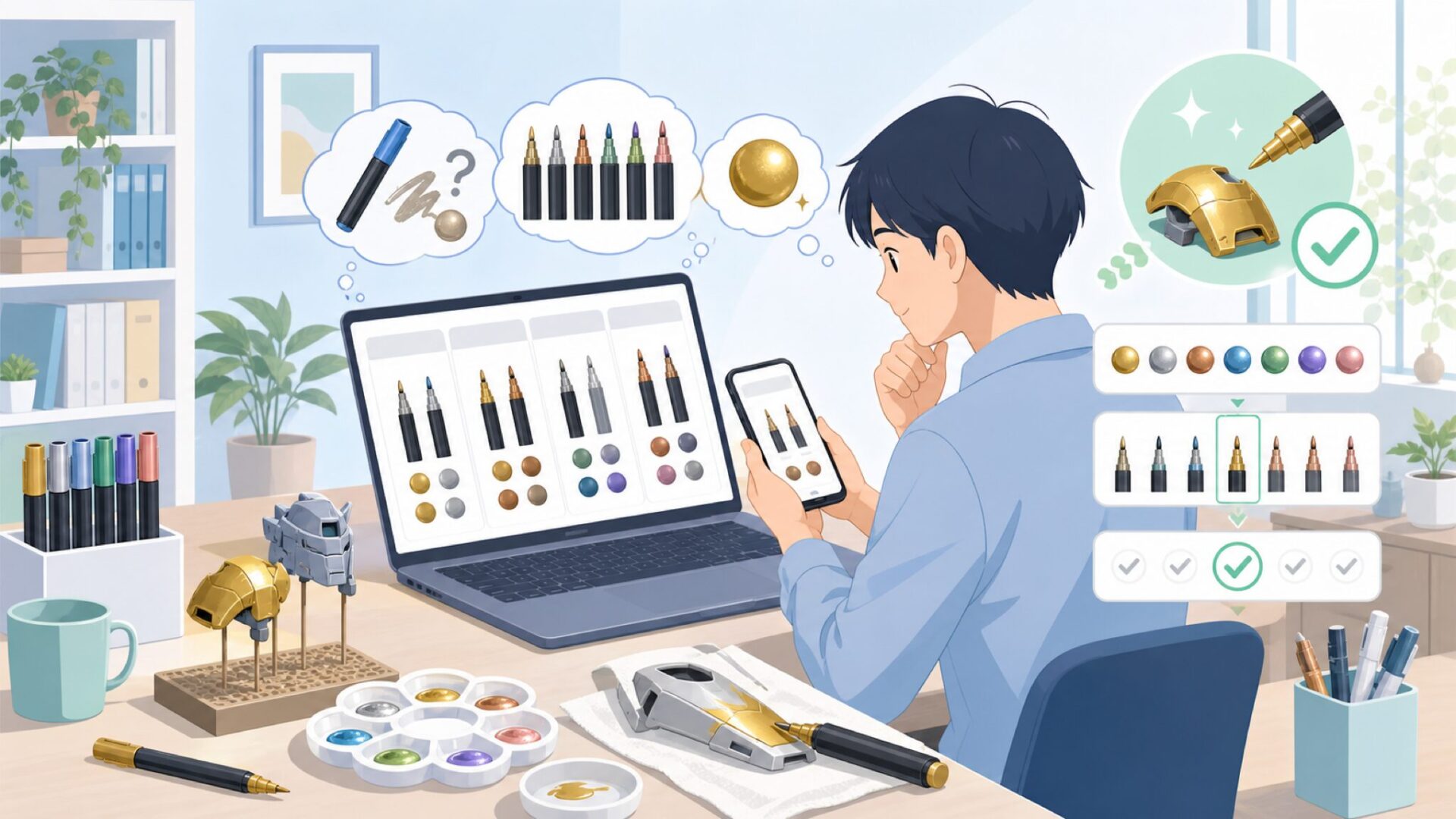 水性アクリルマーカー(MKM-06・MKAシリーズ)の塗装表現を表すイラスト