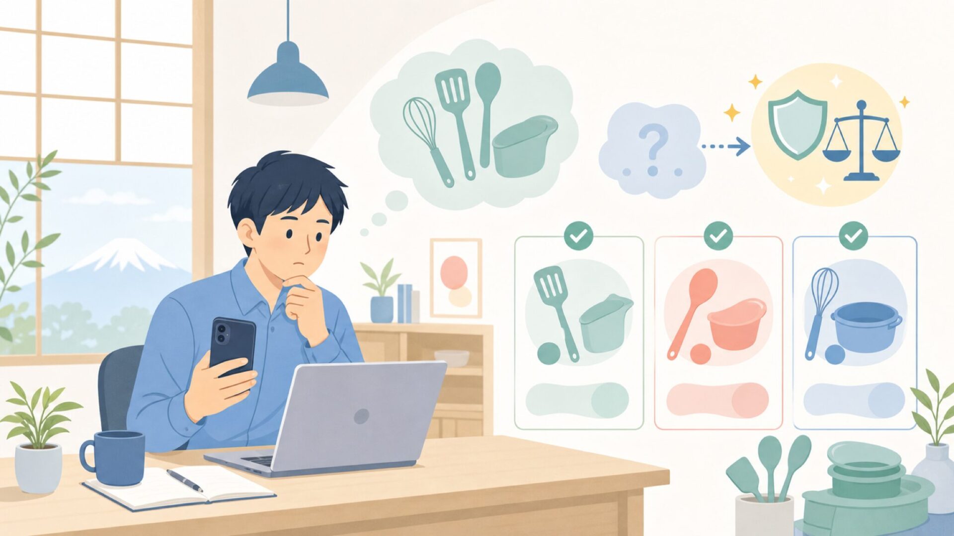 Mastradのシリコン調理器具が選ばれる3つの理由を表すイラスト