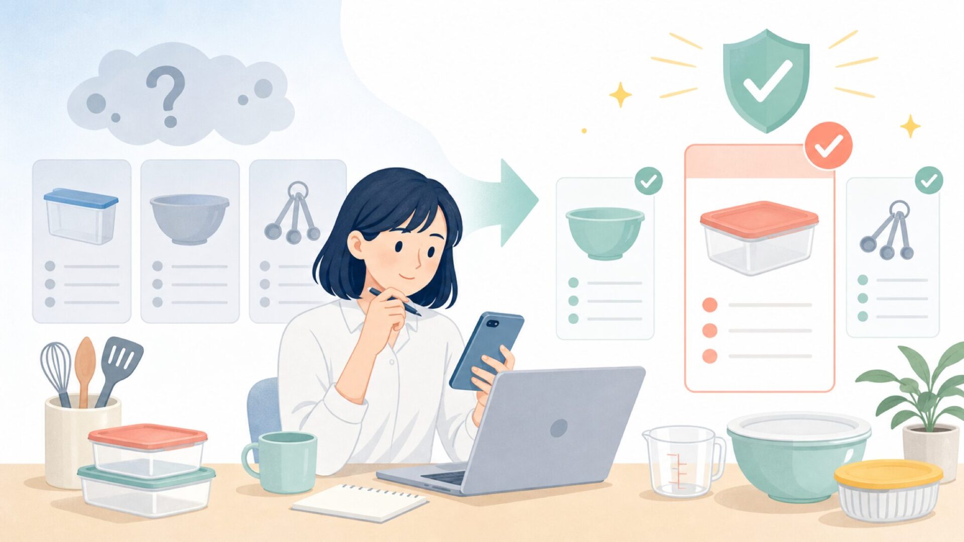 海外キッチン用品ブランド比較｜Prepworksと何が違うを表すイラスト