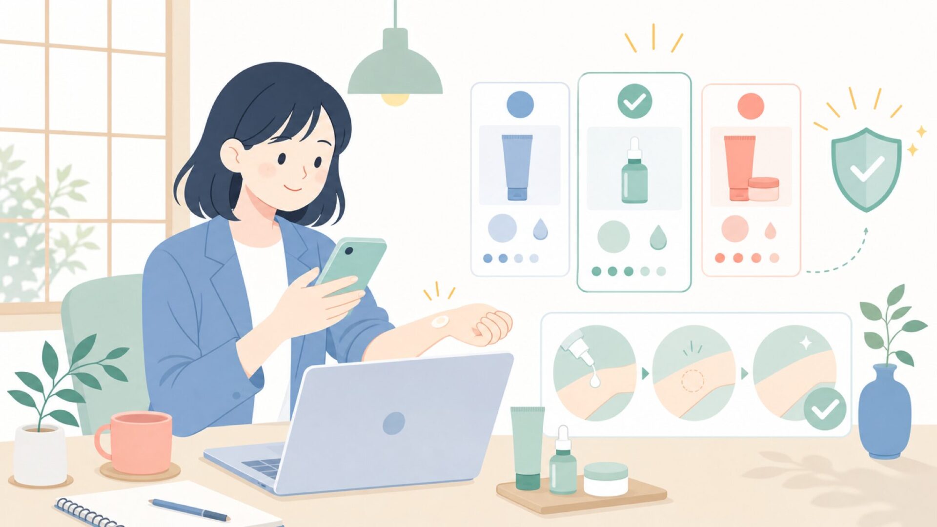 使い始める前に行いたいパッチテストを表すイラスト