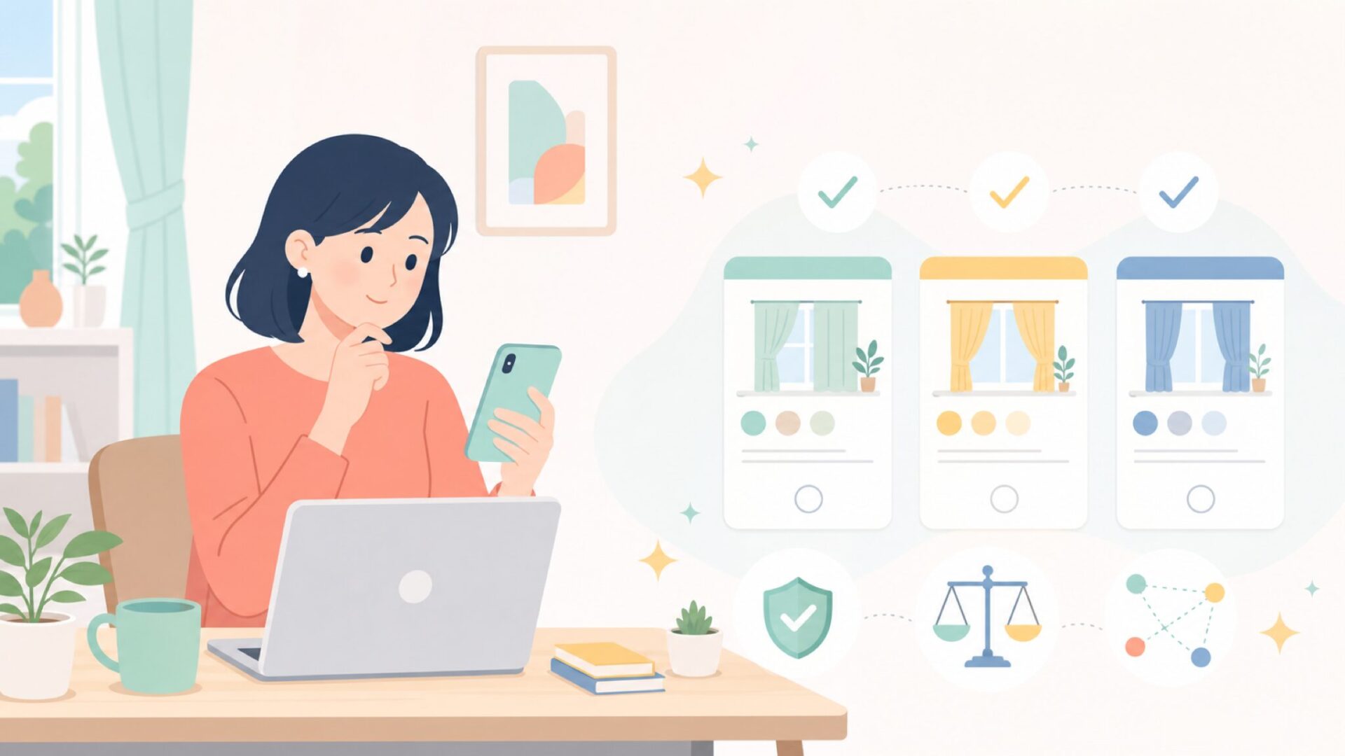 Deconovo以外もチェックしたい人向け、比較候補ブランドを表すイラスト