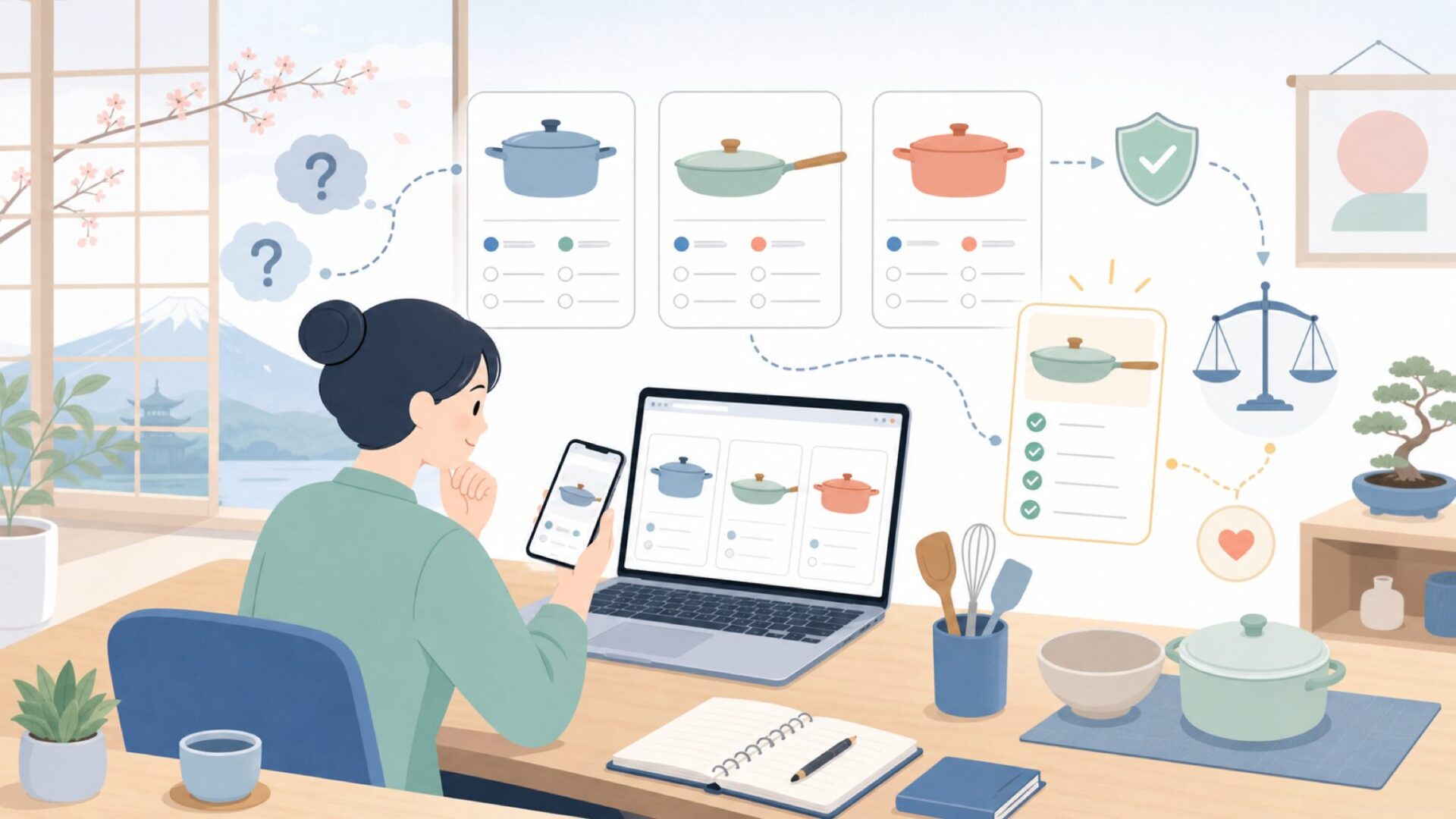似たテイストの海外ブランドとどう違う?を表すイラスト