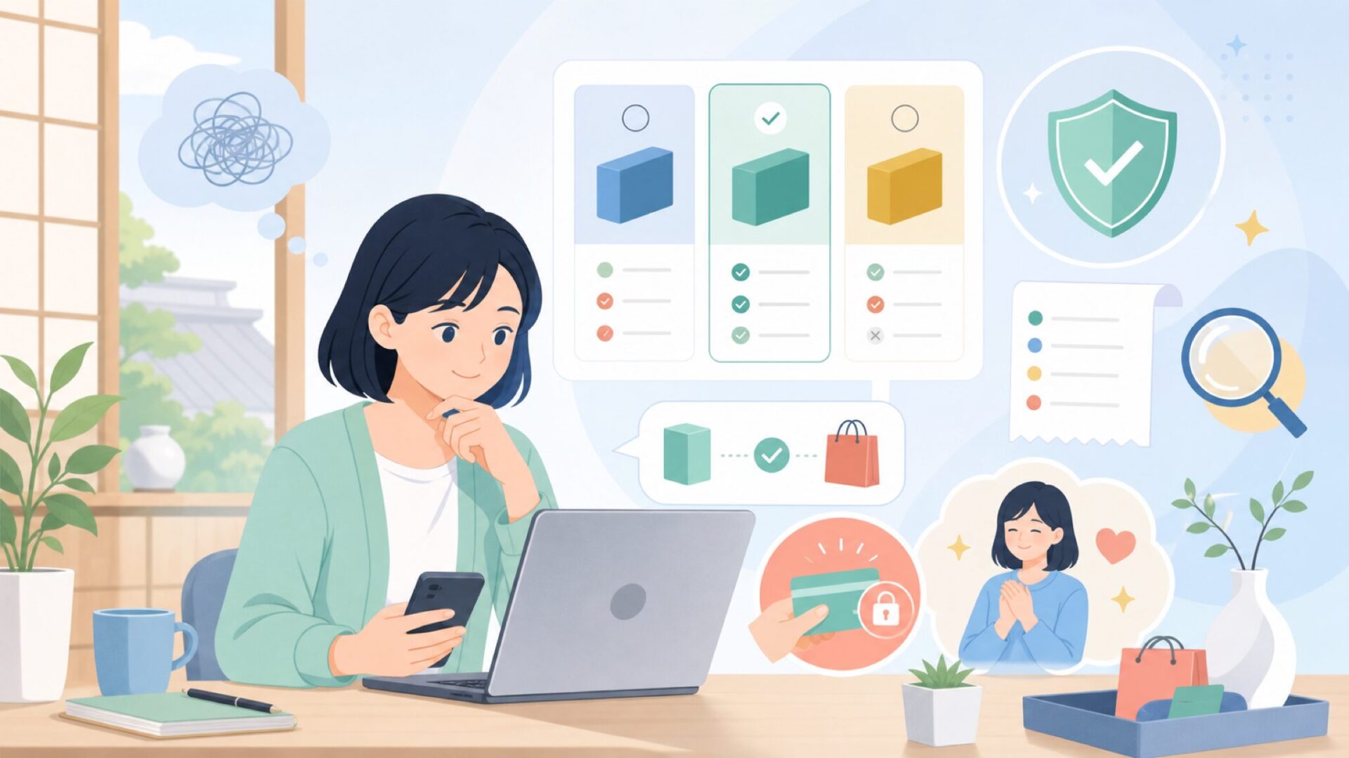 安心してTonic Studiosを購入するための最終チェックポイントを表すイラスト