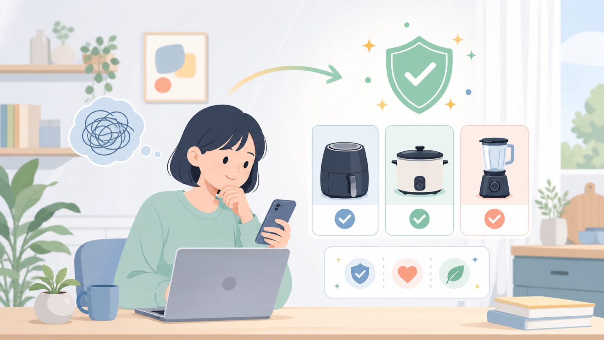 Gourmiaの家電を安心して使うためのポイントを表すイラスト