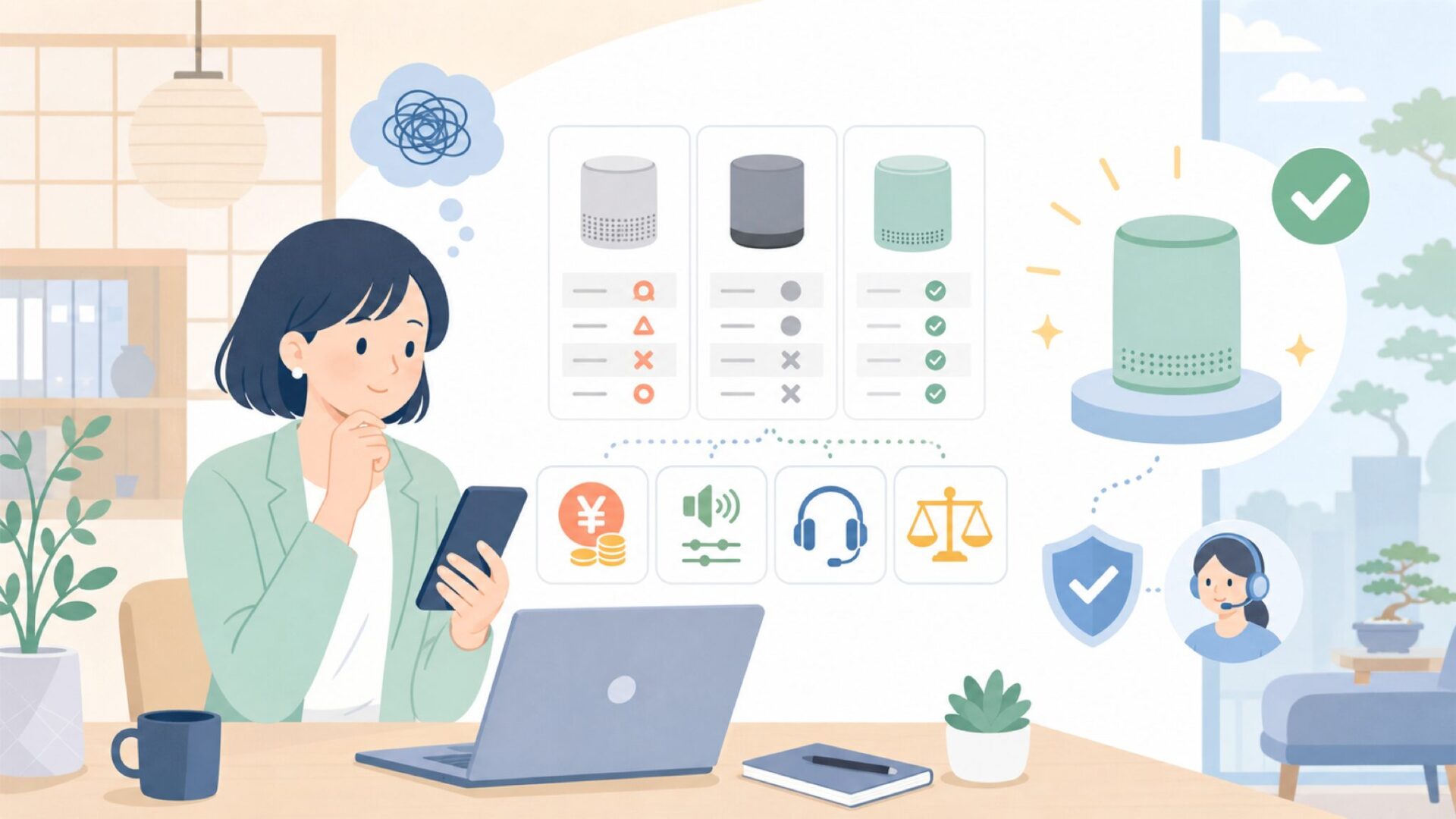 他社ホワイトノイズマシンとの違いを表すイラスト