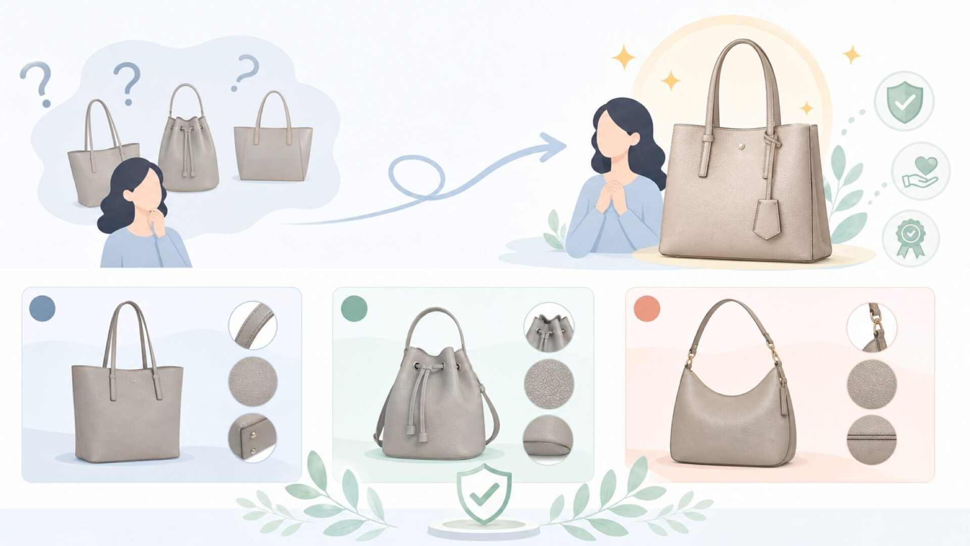 トートバッグ系の人気商品との違いを表すイラスト