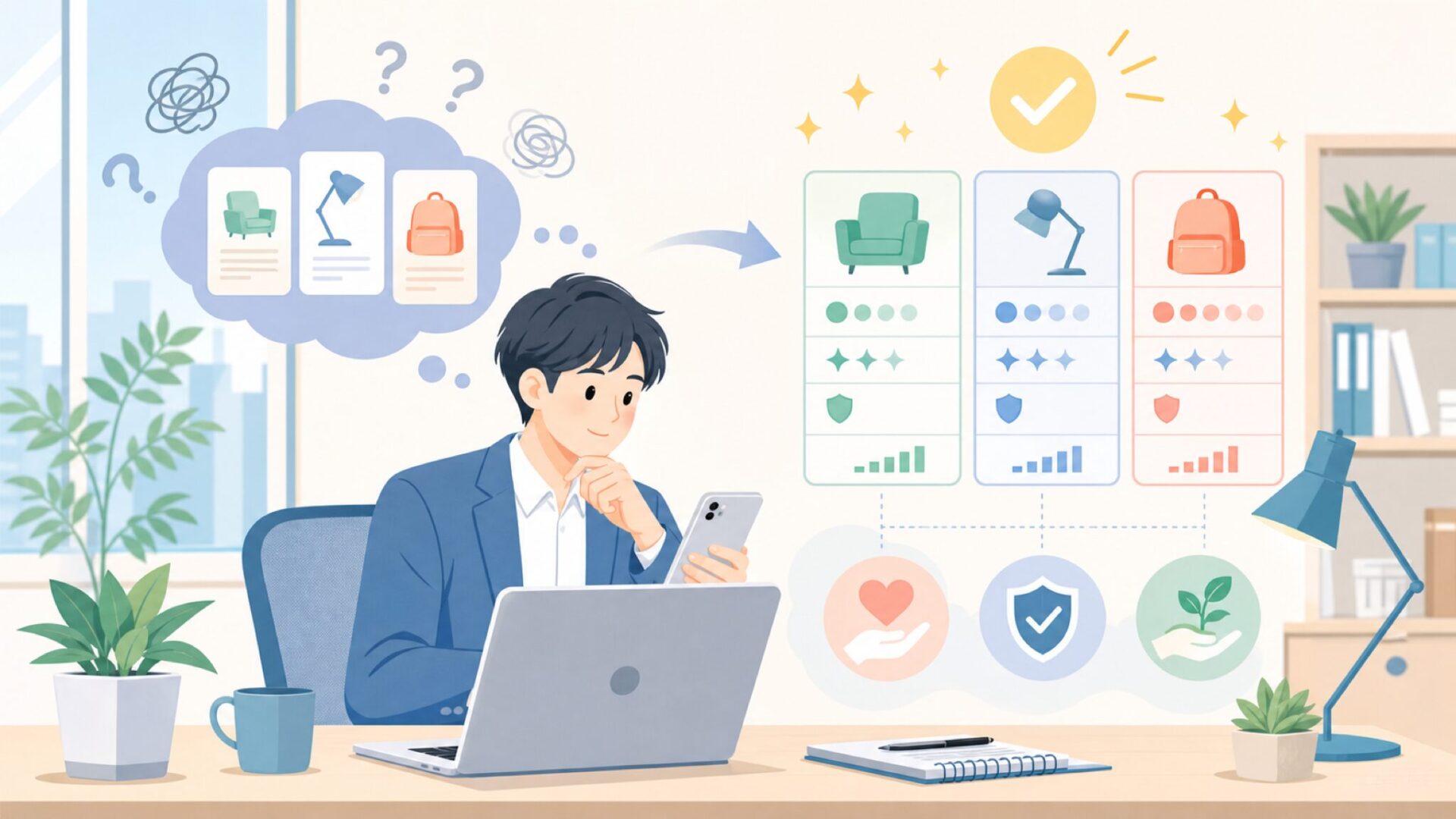 価格帯とコストパフォーマンスを表すイラスト
