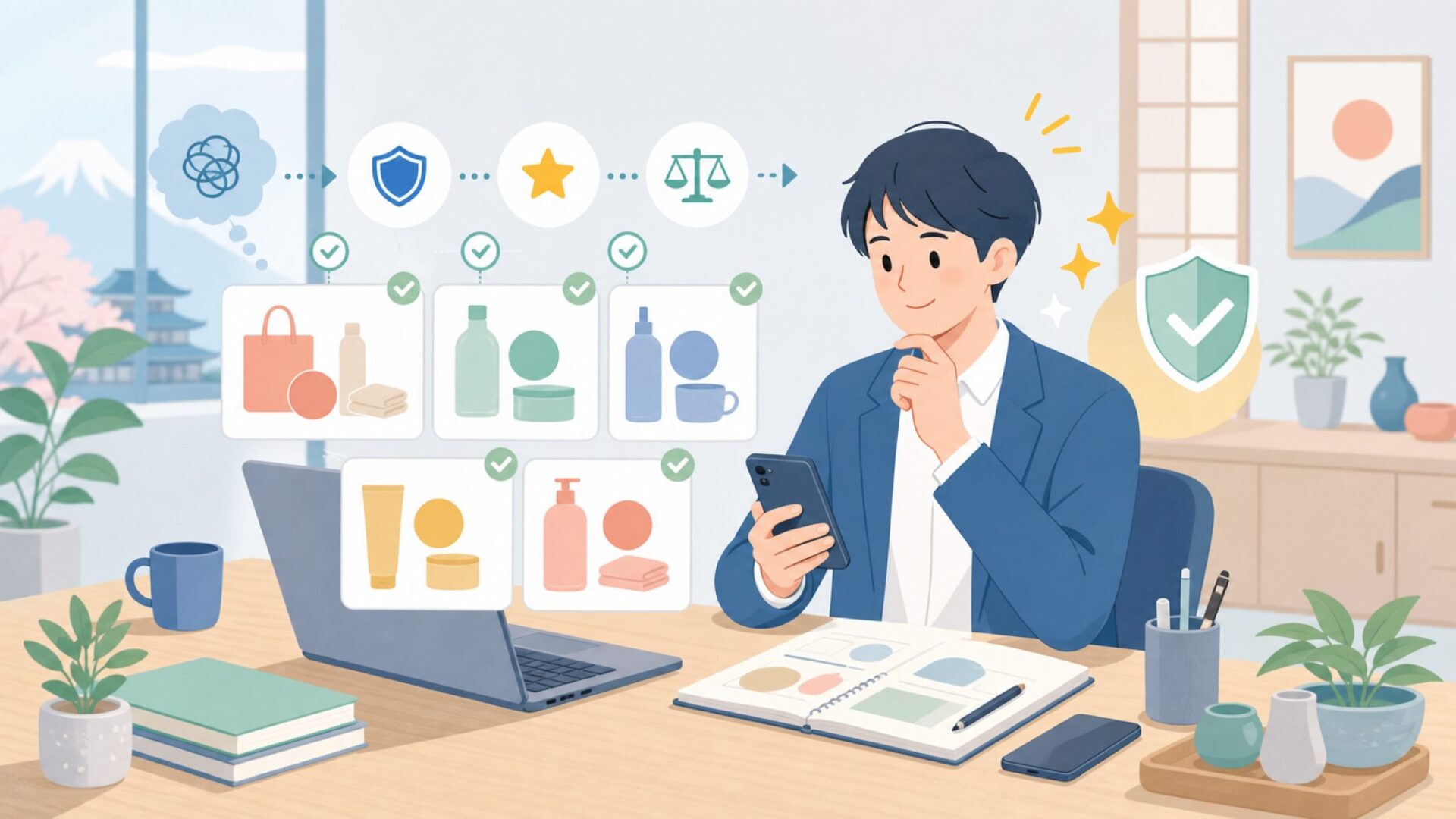 失敗しない組み合わせ ― BOSKAアイテム活用術5選を表すイラスト