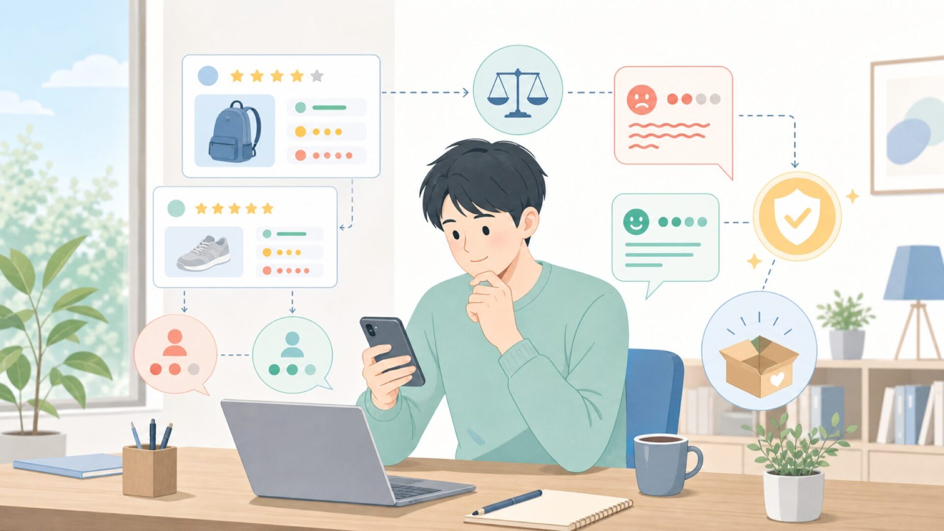 口コミ・評判からわかることを表すイラスト