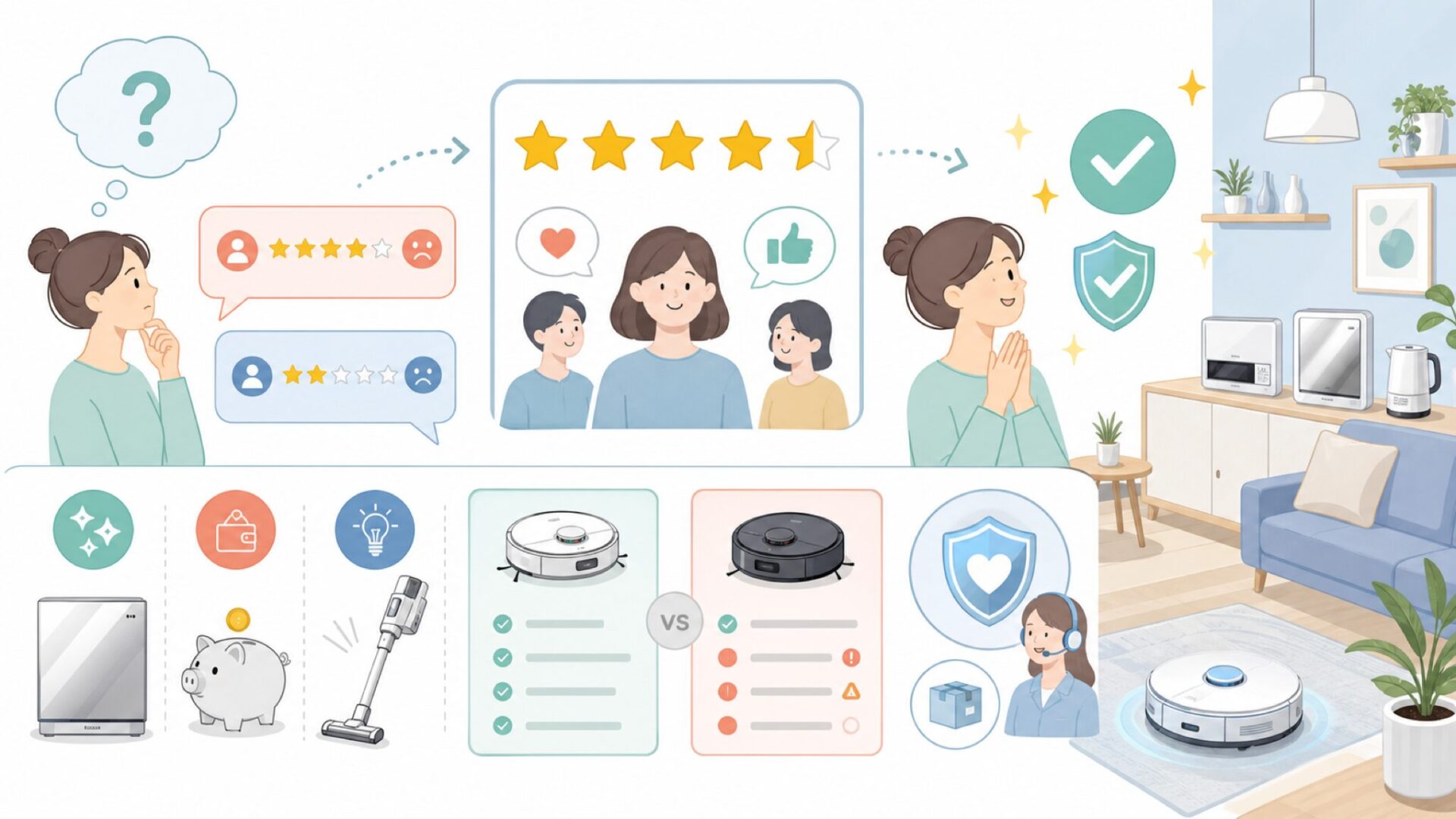評判・口コミは実際どう？星4.3の真相を表すイラスト