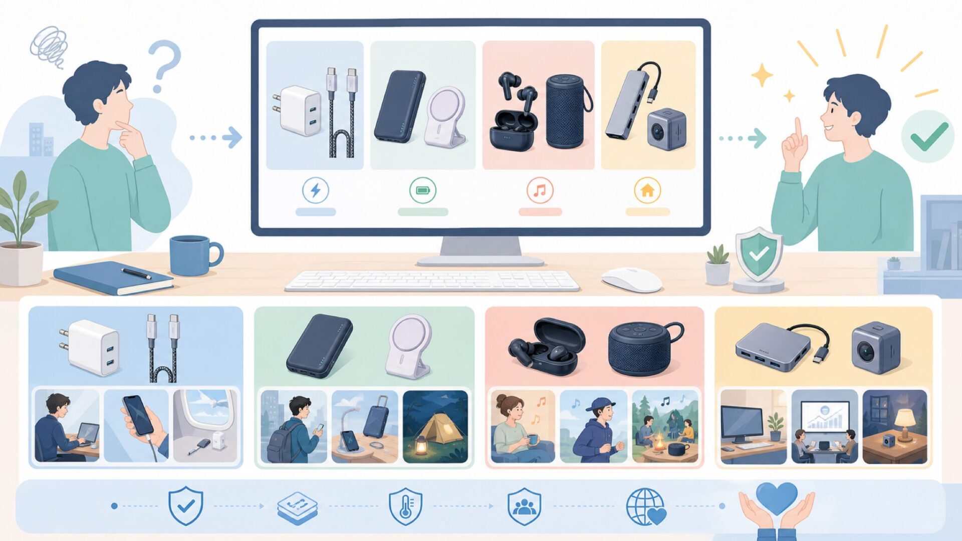 Ankerの主力製品ラインナップを用途別に整理を表すイラスト