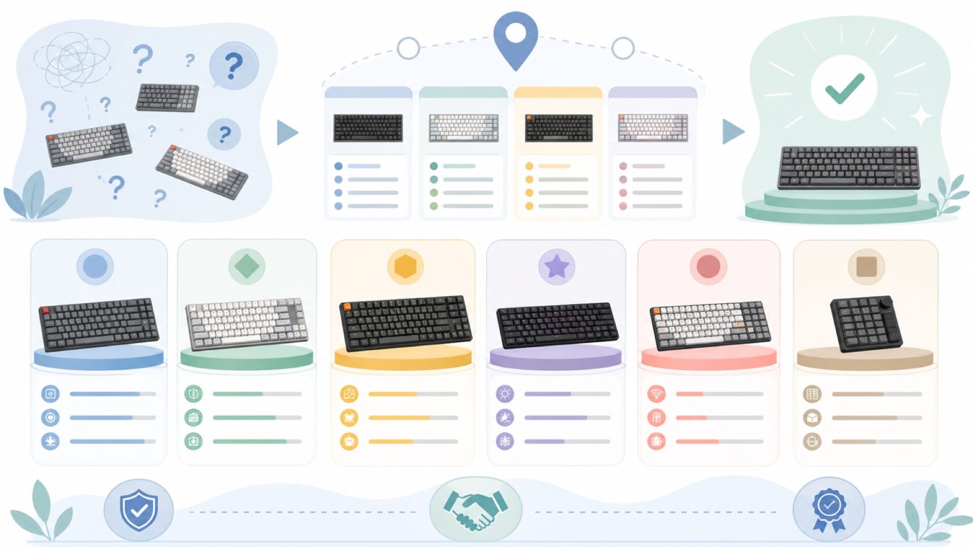 シリーズ別に整理する Keychron 全ラインナップを表すイラスト