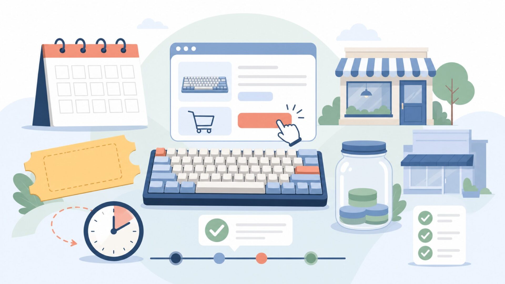 Keychron をお得に買う方法とセールタイミングを表すイラスト