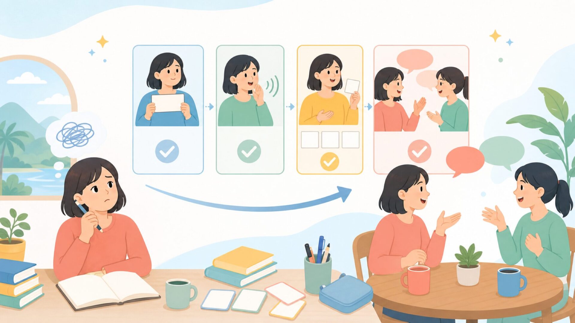 日本人がタガログ語を学びやすい3つの理由を表すイラスト