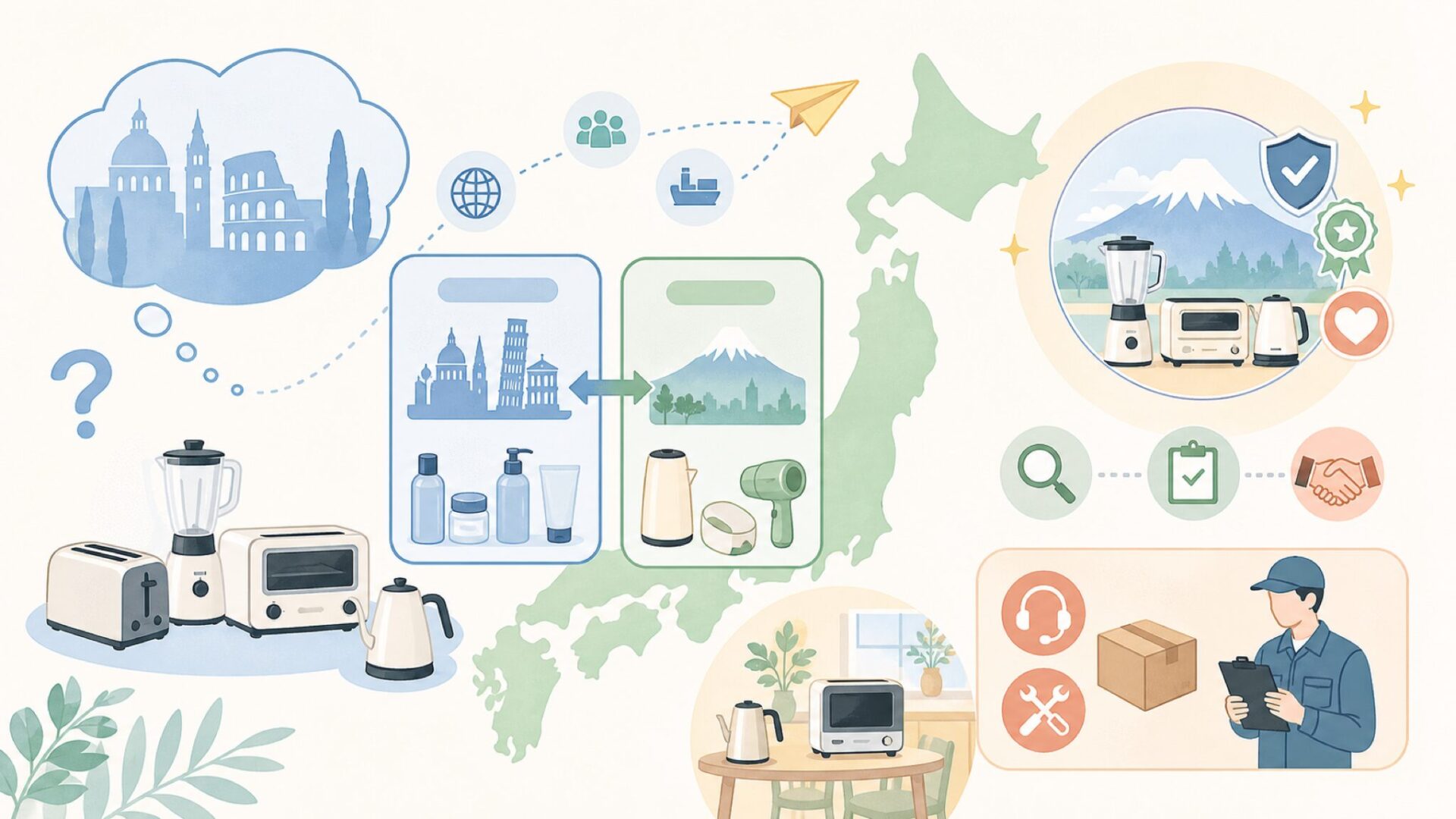 なぜ「外国風の名前」なのに日本ブランドなのかを表すイラスト