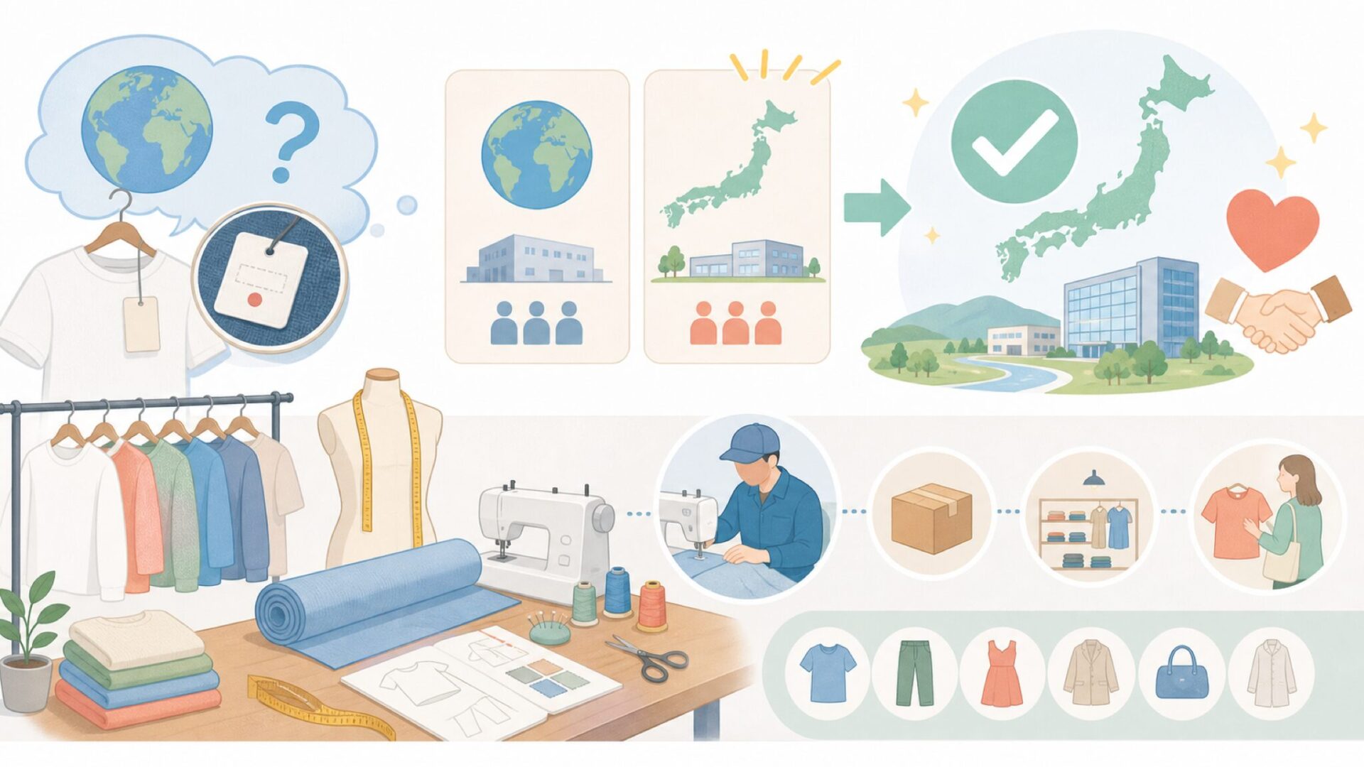 ユニクロはどこの国のブランド？本社は「日本・山口県」を表すイラスト