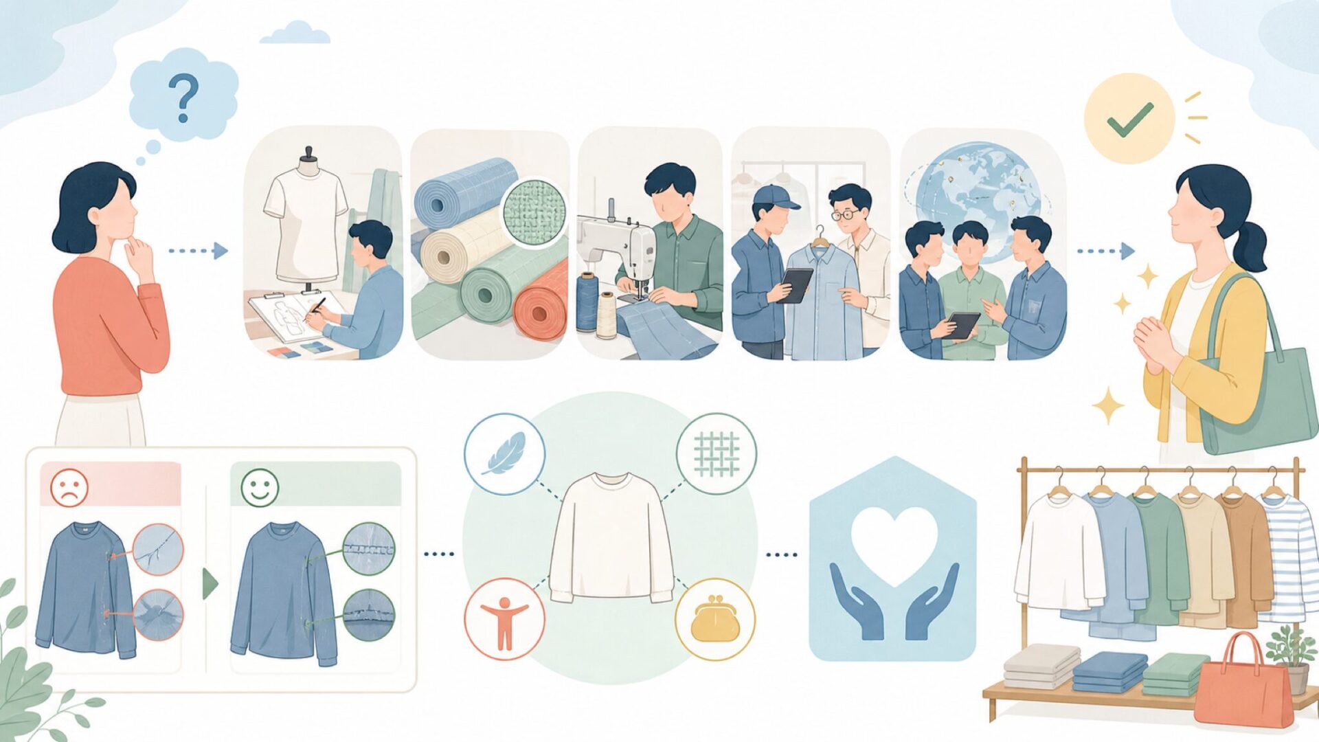 「日本品質」はどう守られている？LifeWearと匠チームを表すイラスト