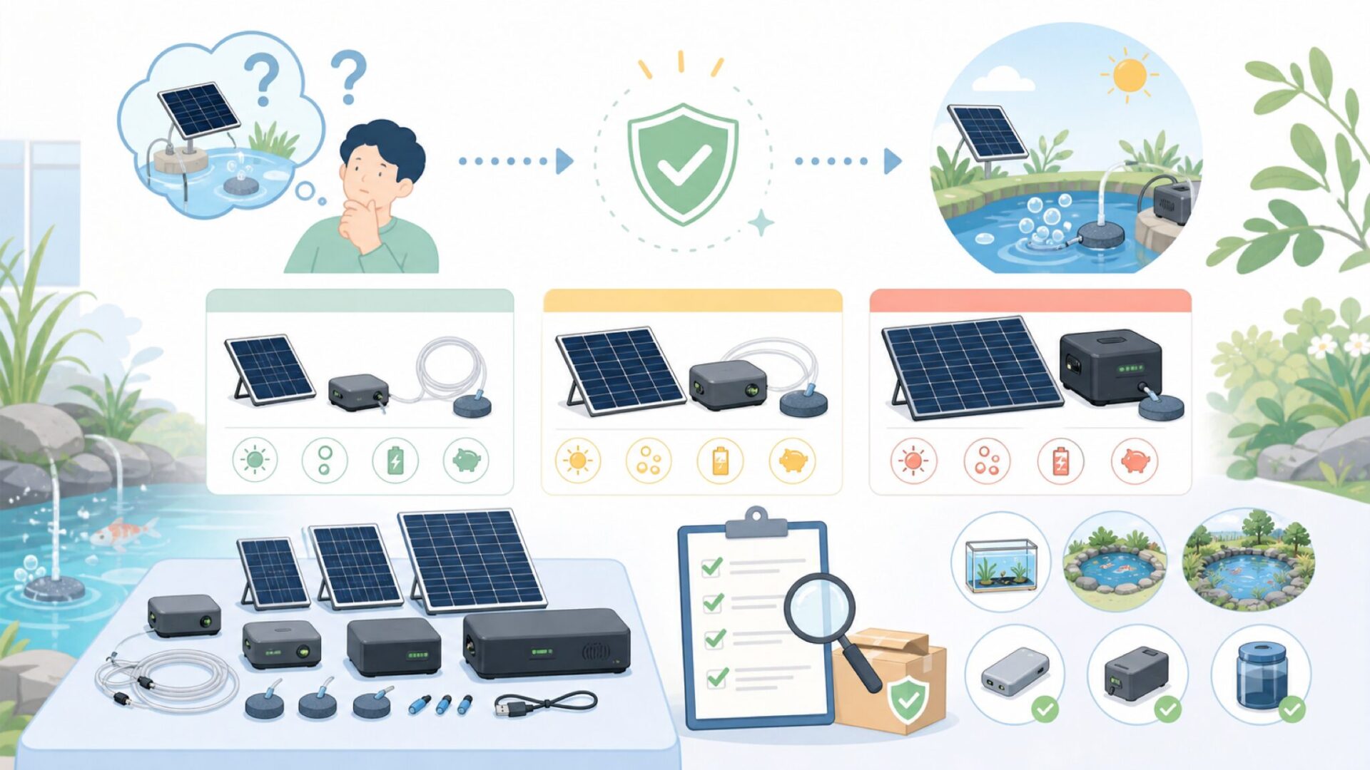Bilingのソーラーエアポンプ：製品ラインナップと性能の実態を表すイラスト
