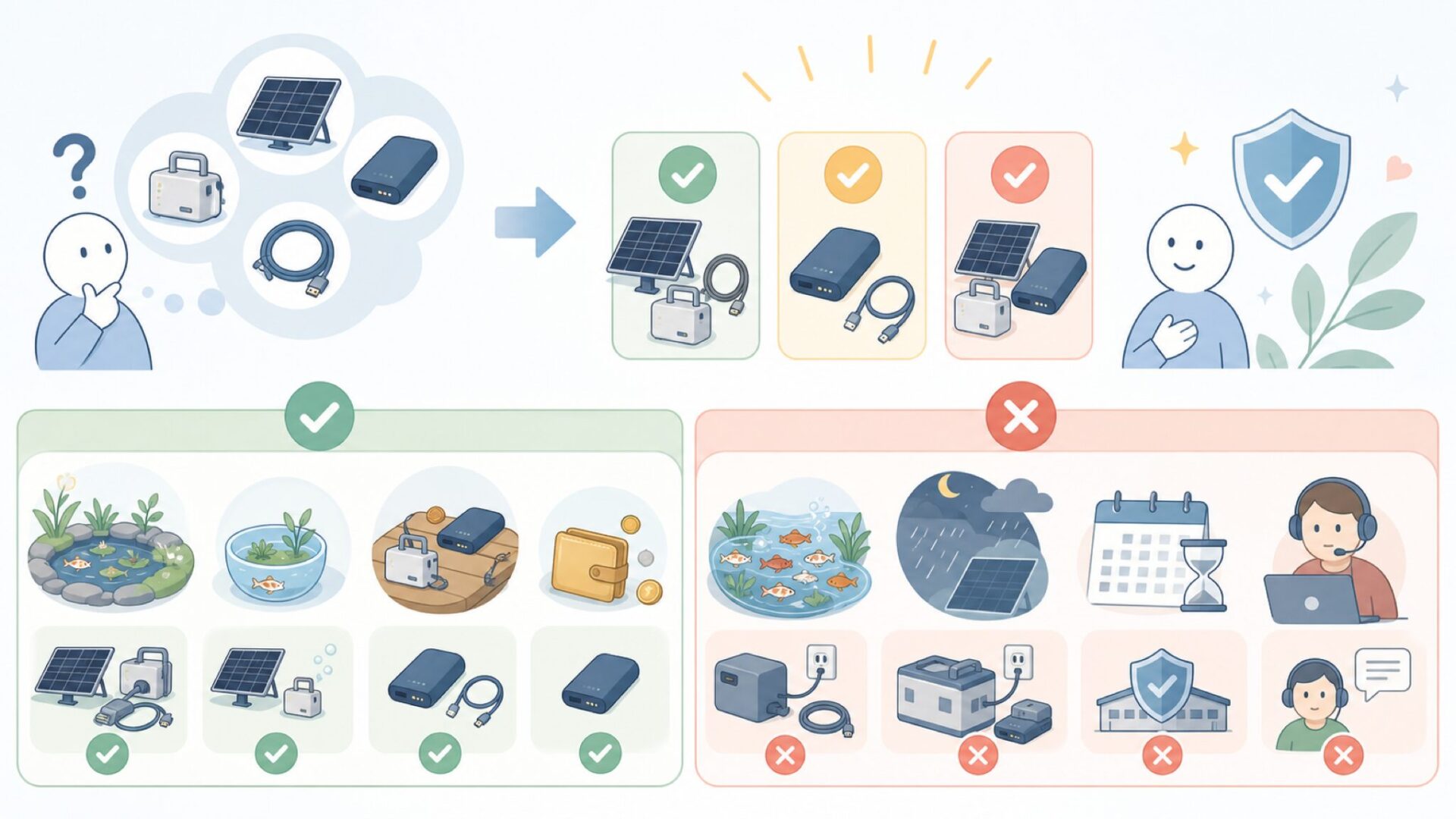 Biling製品をおすすめできる人・できない人を表すイラスト