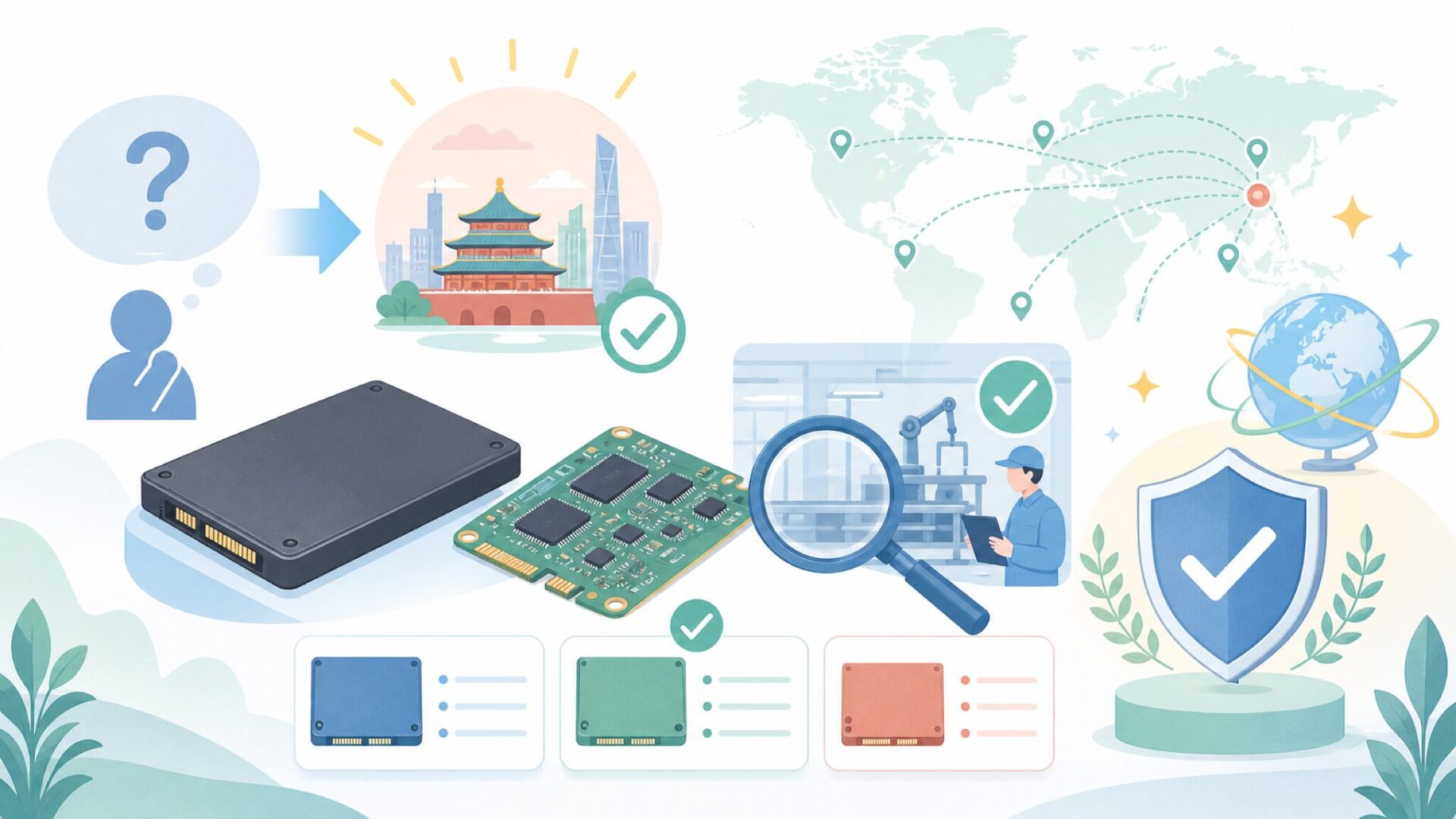 Aigoはどこの国のメーカー？北京発・世界規模ブランドの正体を表すイラスト