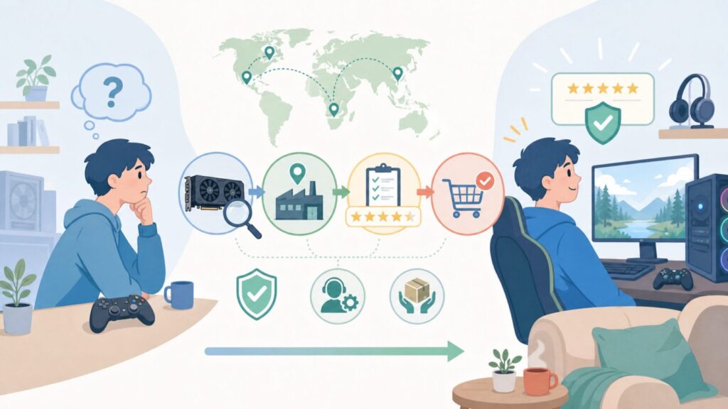 Gainwardはどこの国のブランド？創業40年の老舗が日本に帰ってきた理由の要点を表すイラスト