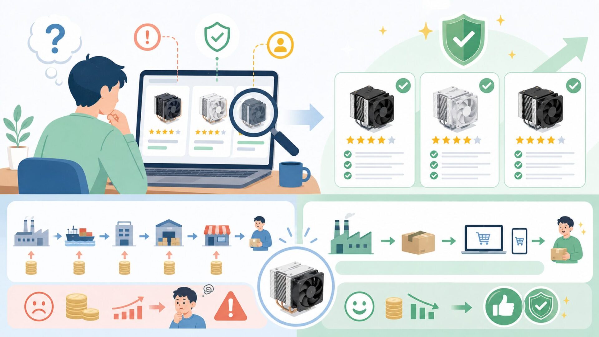 Thermalrightが低価格を実現できる本当の理由を表すイラスト