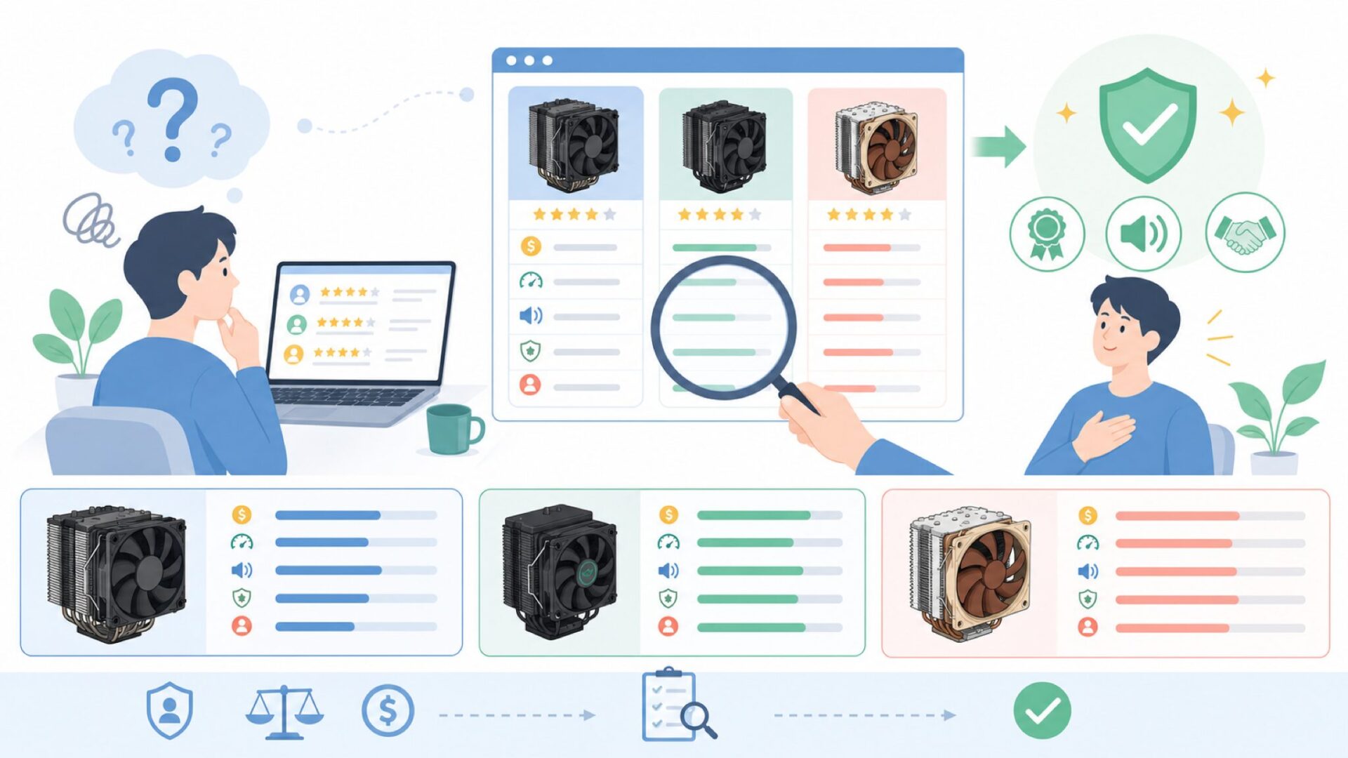 Thermalrightと競合他社の比較を表すイラスト