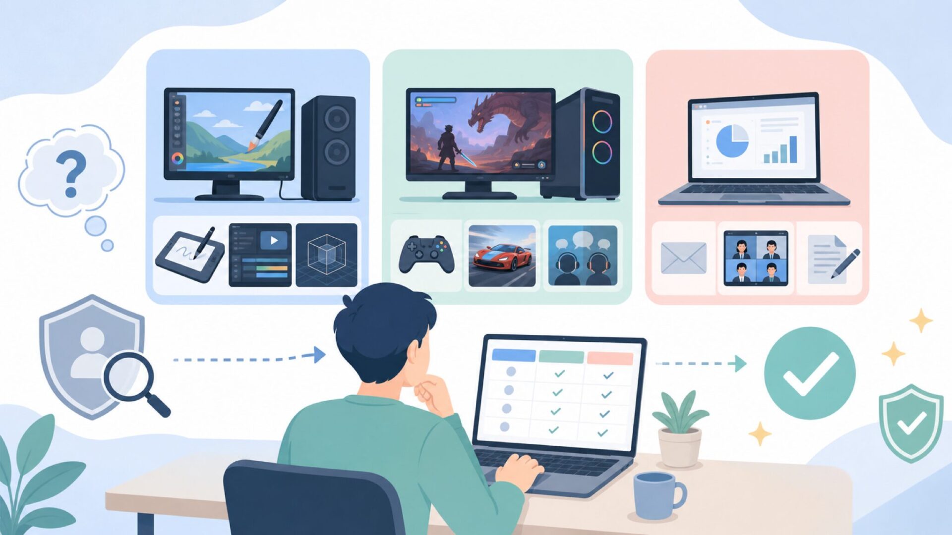 Raytrekとは何か、ガレリアや一般PCとの違いを表すイラスト