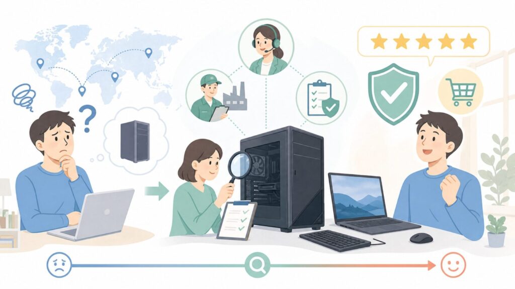 Raytrekどこの国か不安な人へ日本ブランドの実態の要点を表すイラスト