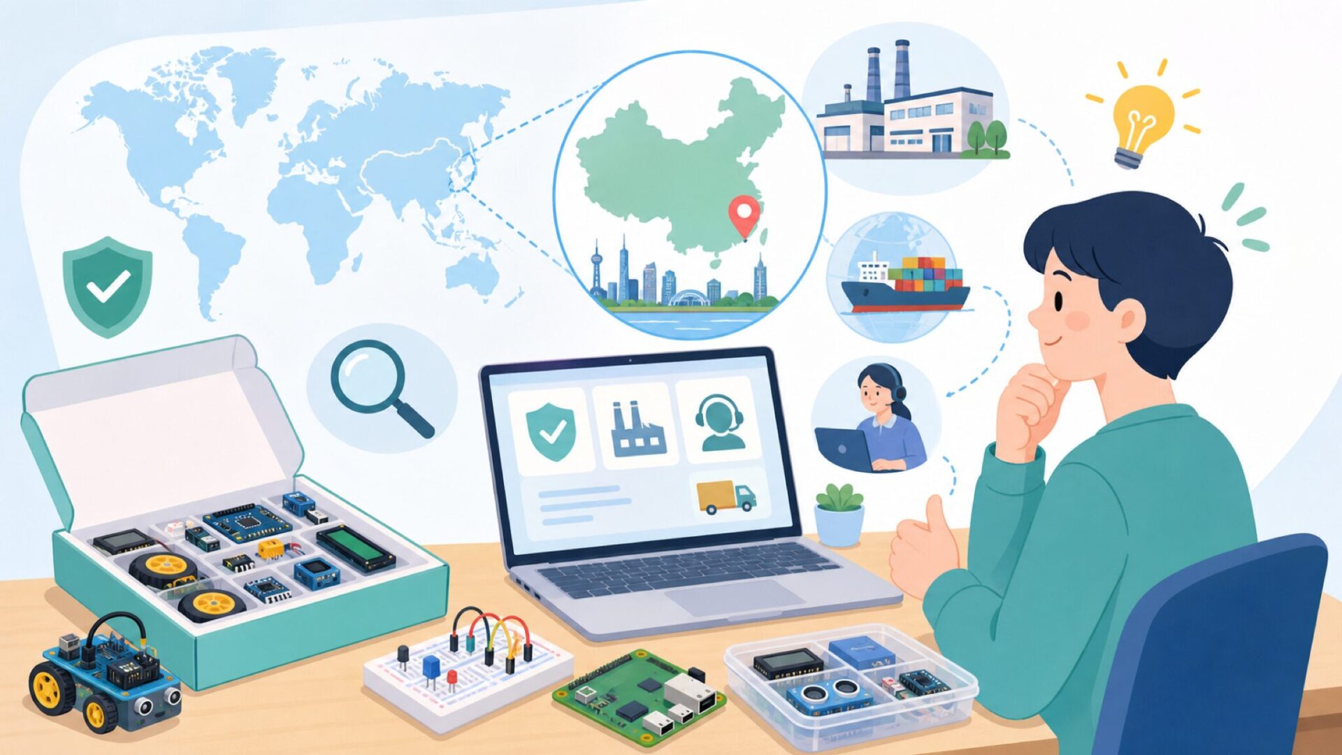 SunFounderはどこの国のメーカーか最初に確認を表すイラスト