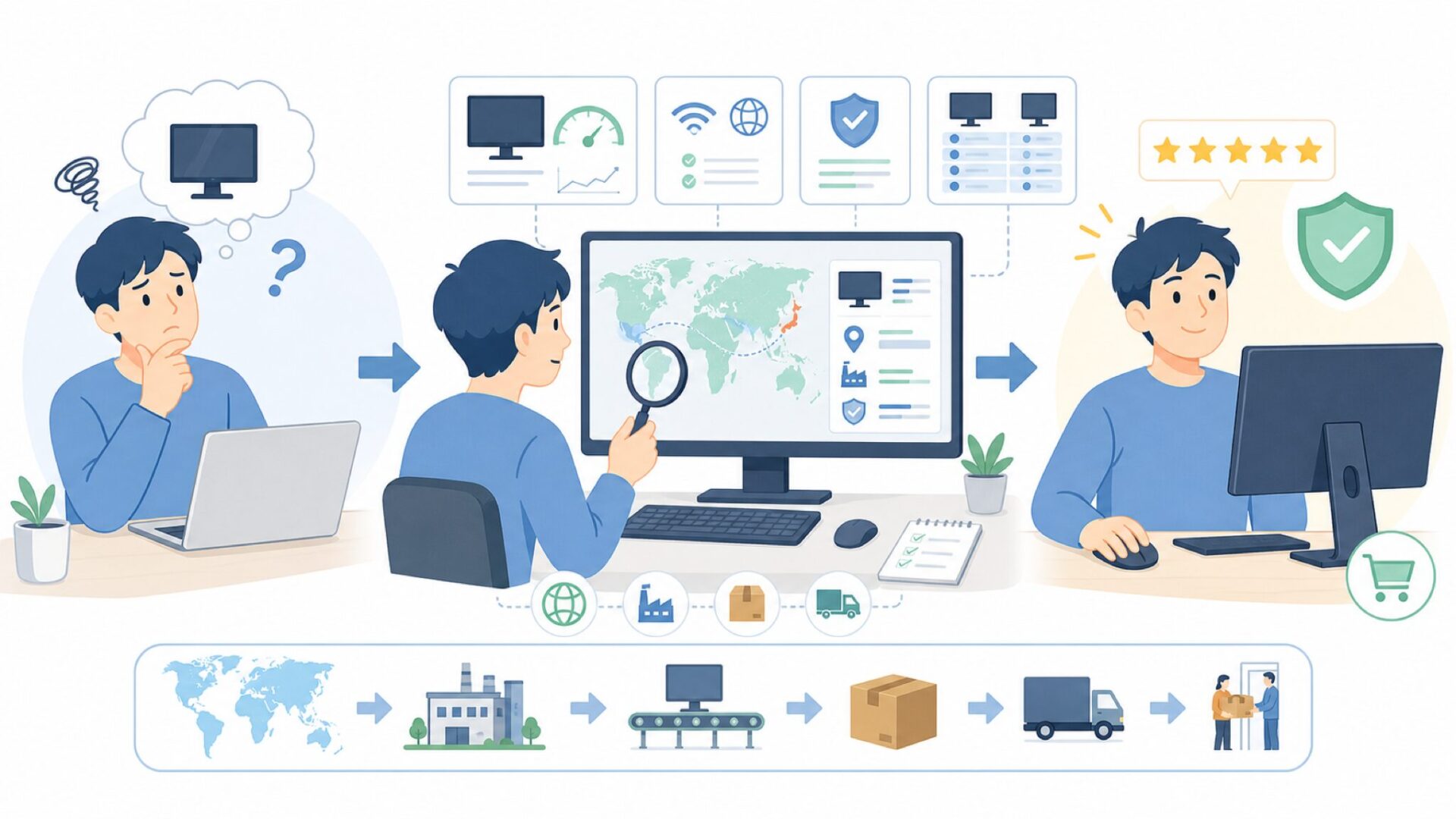 G-MASTERはどこの国のブランド?iiyamaの国籍・製造国を正直に解説の要点を表すイラスト