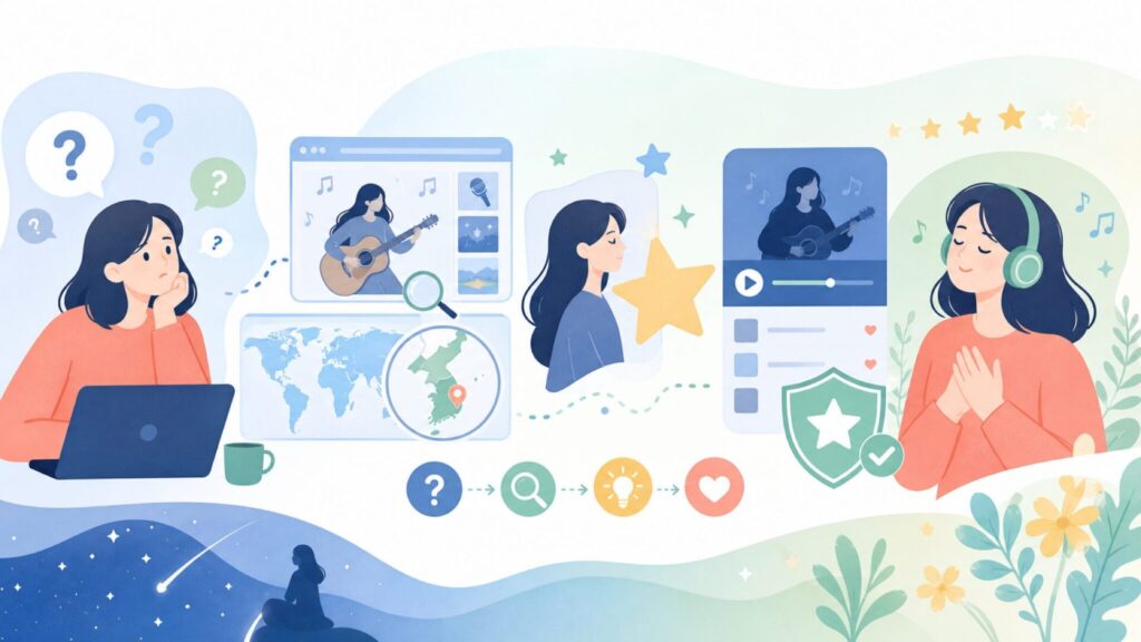 LUCKY STARはどこの国のアーティスト？韓国の복별（ボクビョル）を徹底解説の要点を表すイラスト